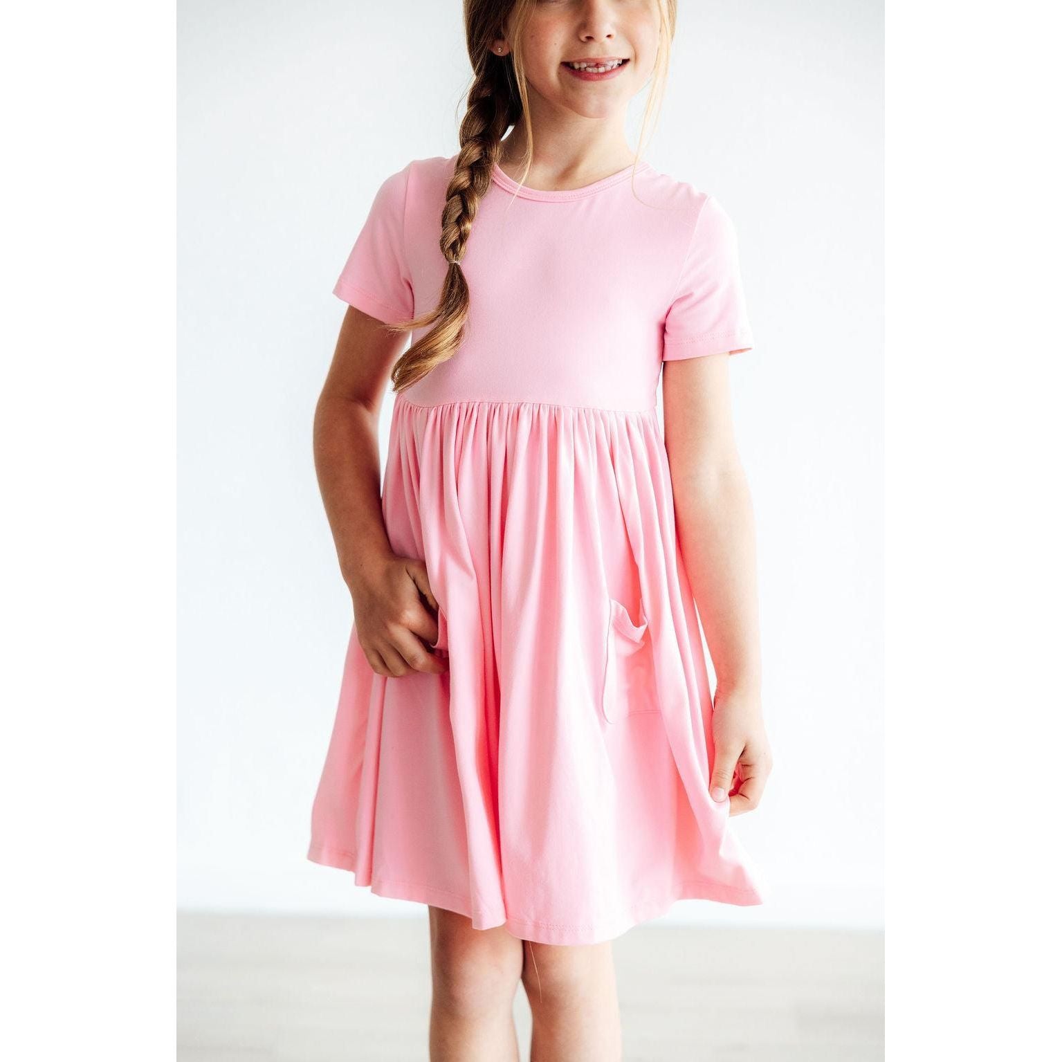 Bubblegum Pink S/S Pocket Twirl Dress