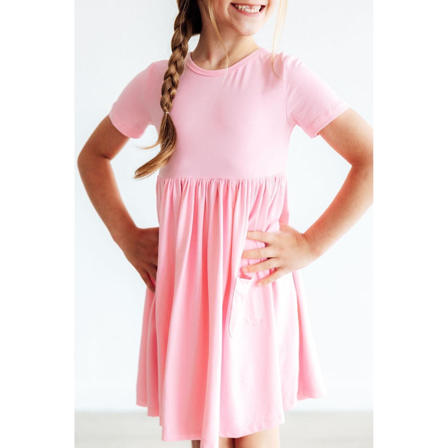 Bubblegum Pink S/S Pocket Twirl Dress