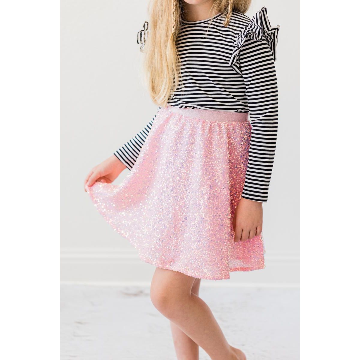 Bubblegum Pink Sequin Twirl Skort