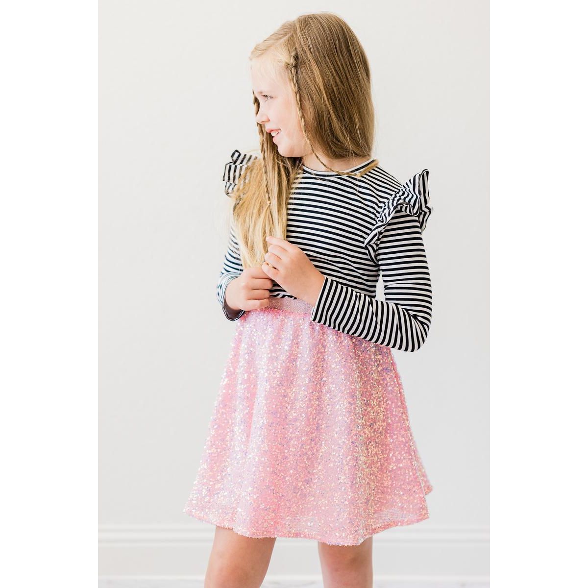 Bubblegum Pink Sequin Twirl Skort