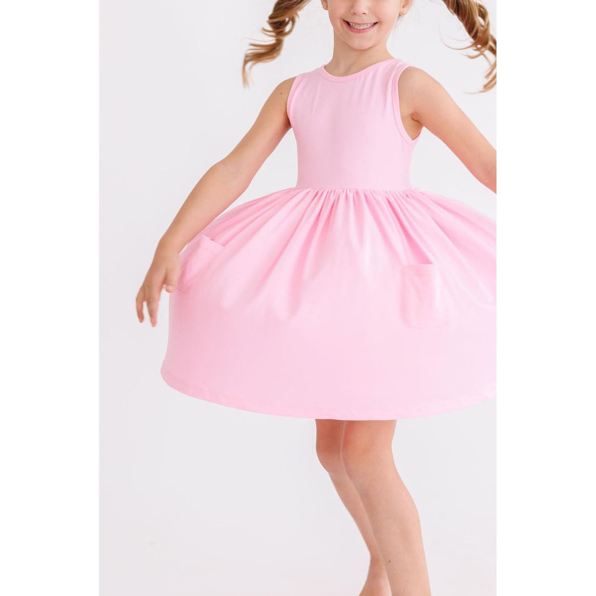 Bubblegum Pink Tank Pocket Twirl Dress