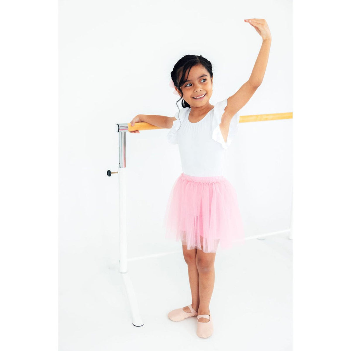 White S/S Flutter Sleeve Leotard