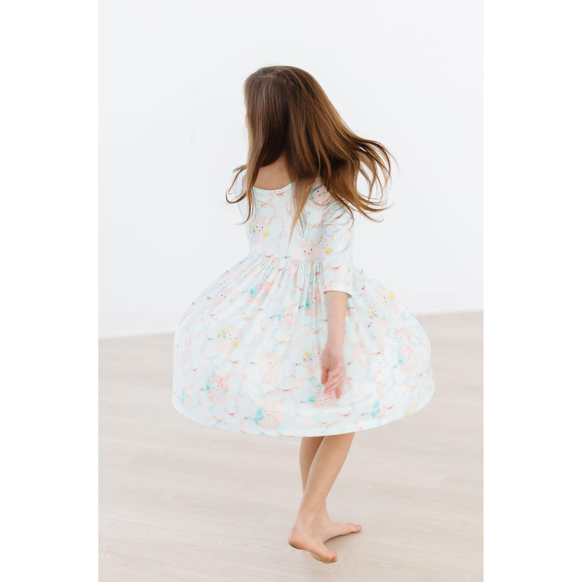 Bunny Dreams 3/4 Sleeve Pocket Twirl Dress