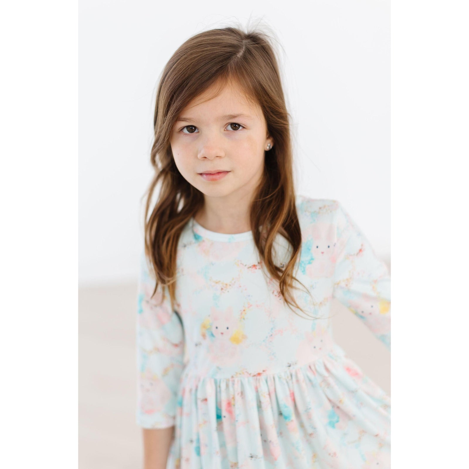 Bunny Dreams 3/4 Sleeve Pocket Twirl Dress