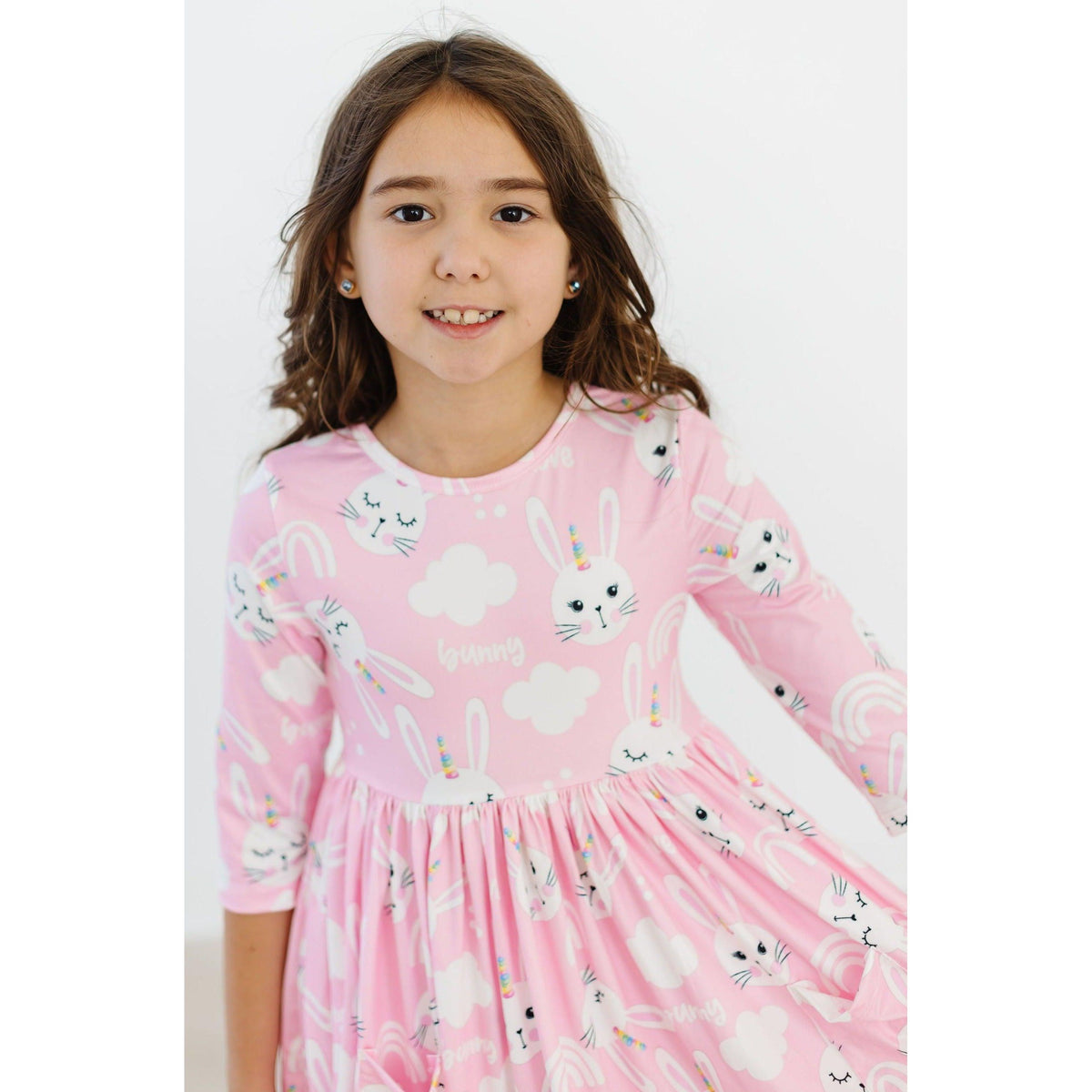 Bunny Love 3/4 Sleeve Pocket Twirl Dress