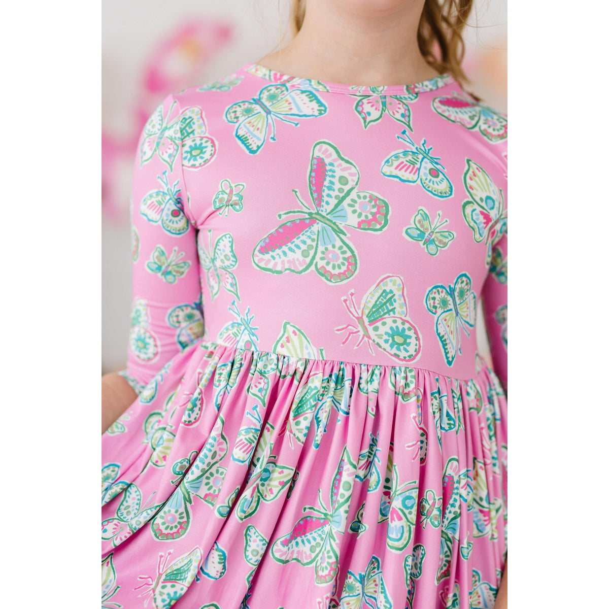 Butterfly Garden 3/4 Sleeve Pocket Twirl Dress
