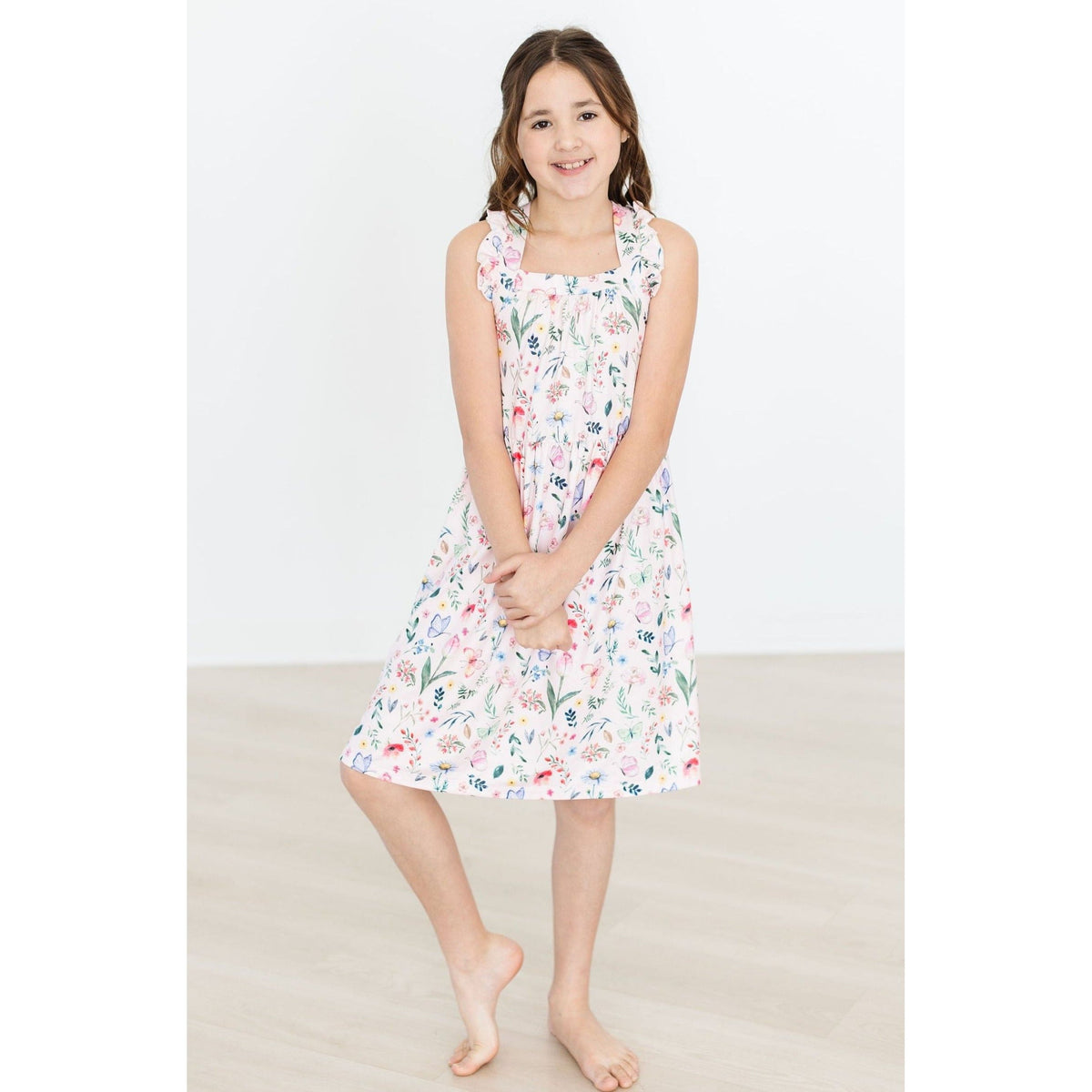 Butterfly Meadows Ruffle Cross Back Dress