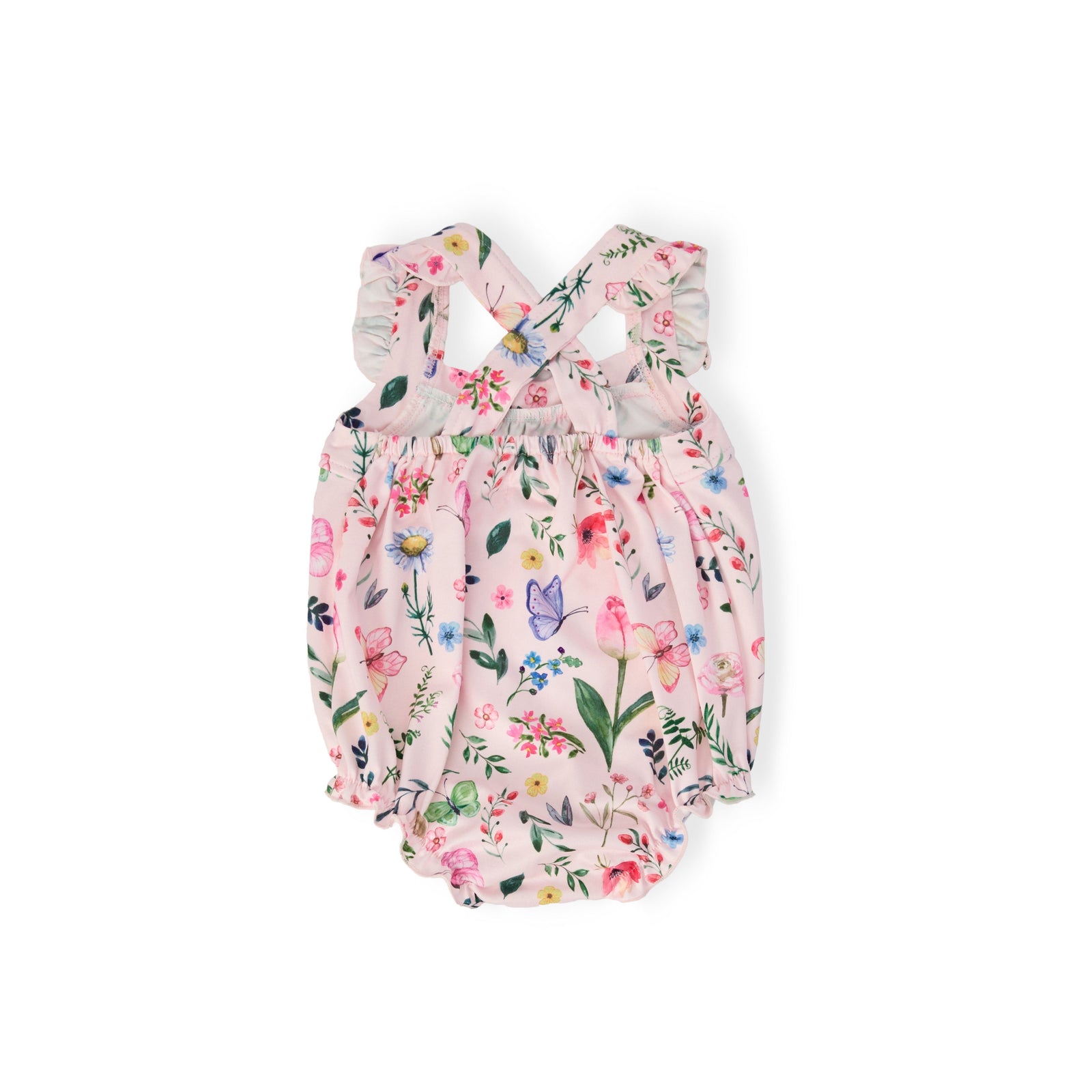 Butterfly Meadows Ruffle Cross Back Romper
