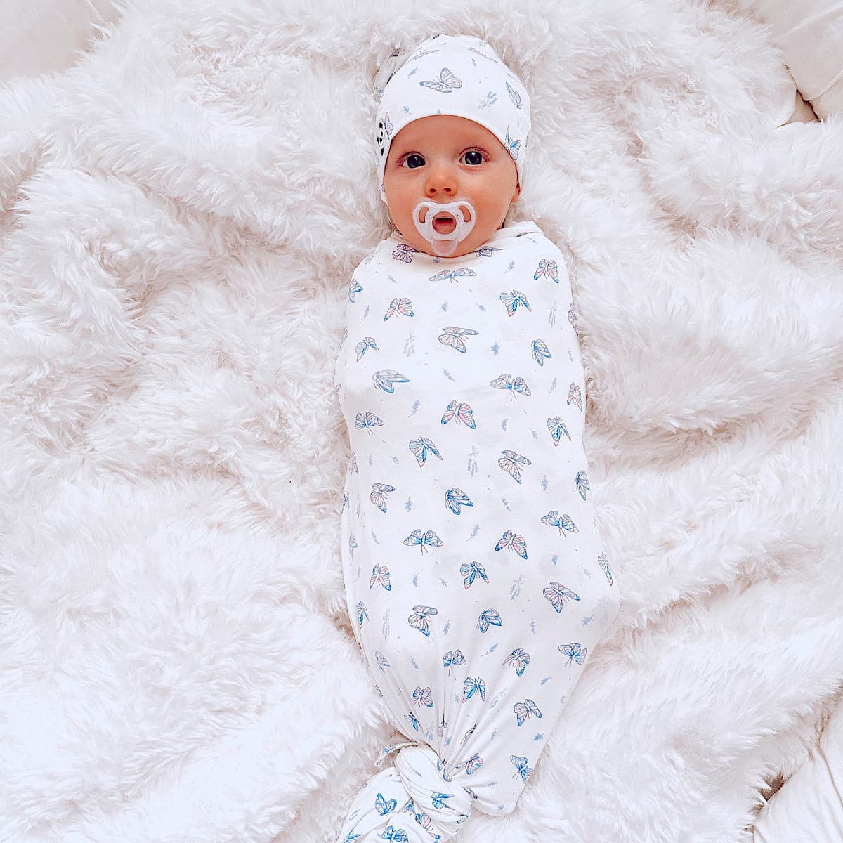 Butterfly Bamboo Swaddle &amp; Beanie Set
