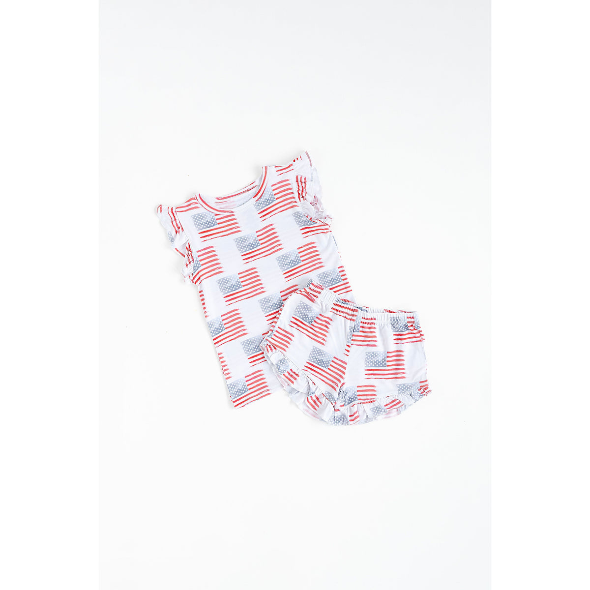 American Flag Ruffle Short Set