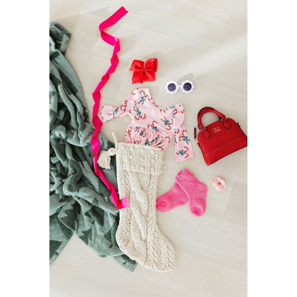 Candy Cane Cutie 3/4 Sleeve Pocket Twirl Dress