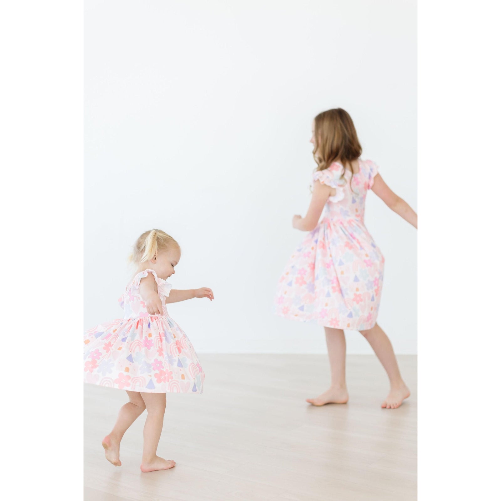 Castles & Rainbows Flutter Sleeve Twirl Dress