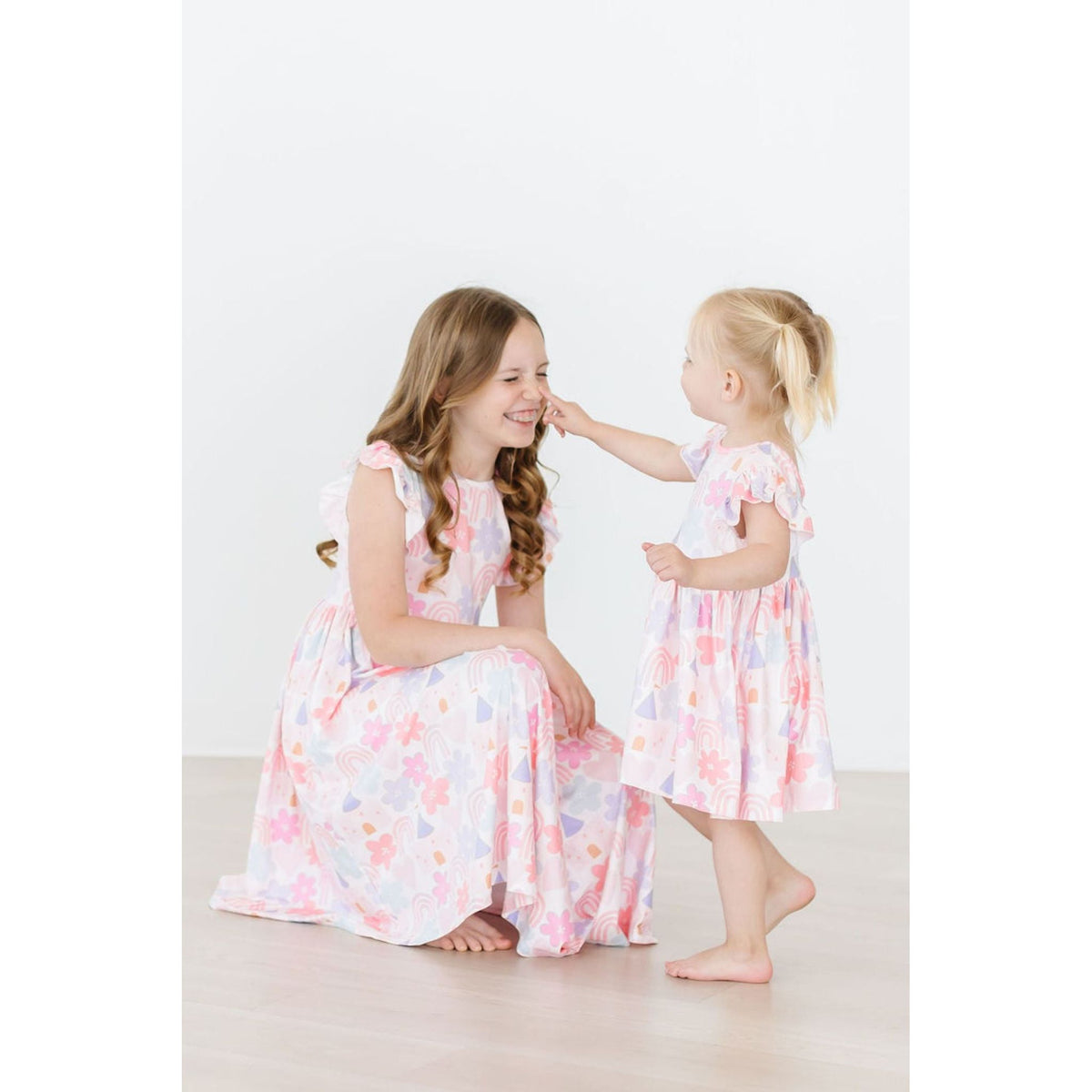 Castles &amp; Rainbows Flutter Sleeve Twirl Dress