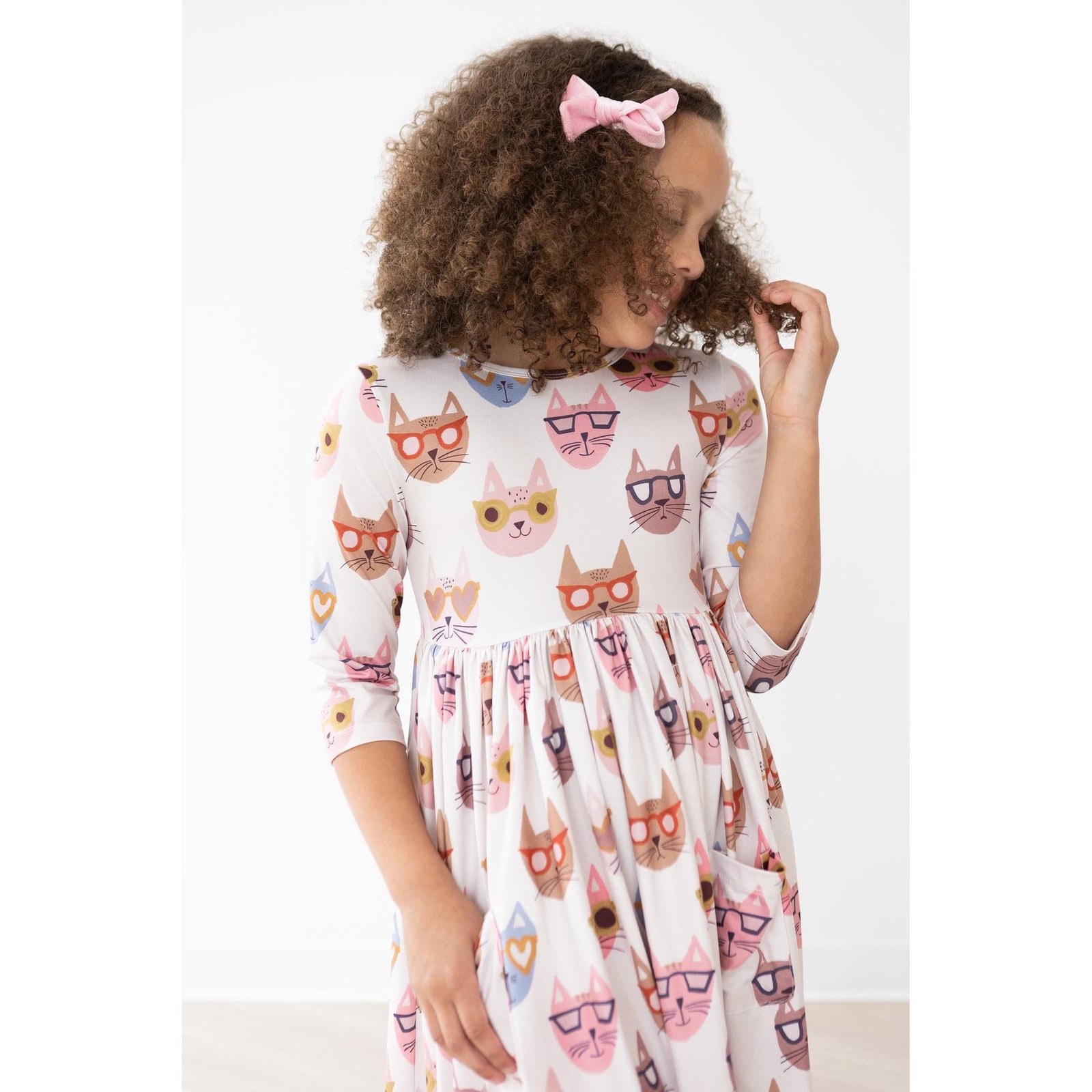 Cattitude 3/4 Sleeve Pocket Twirl Dress