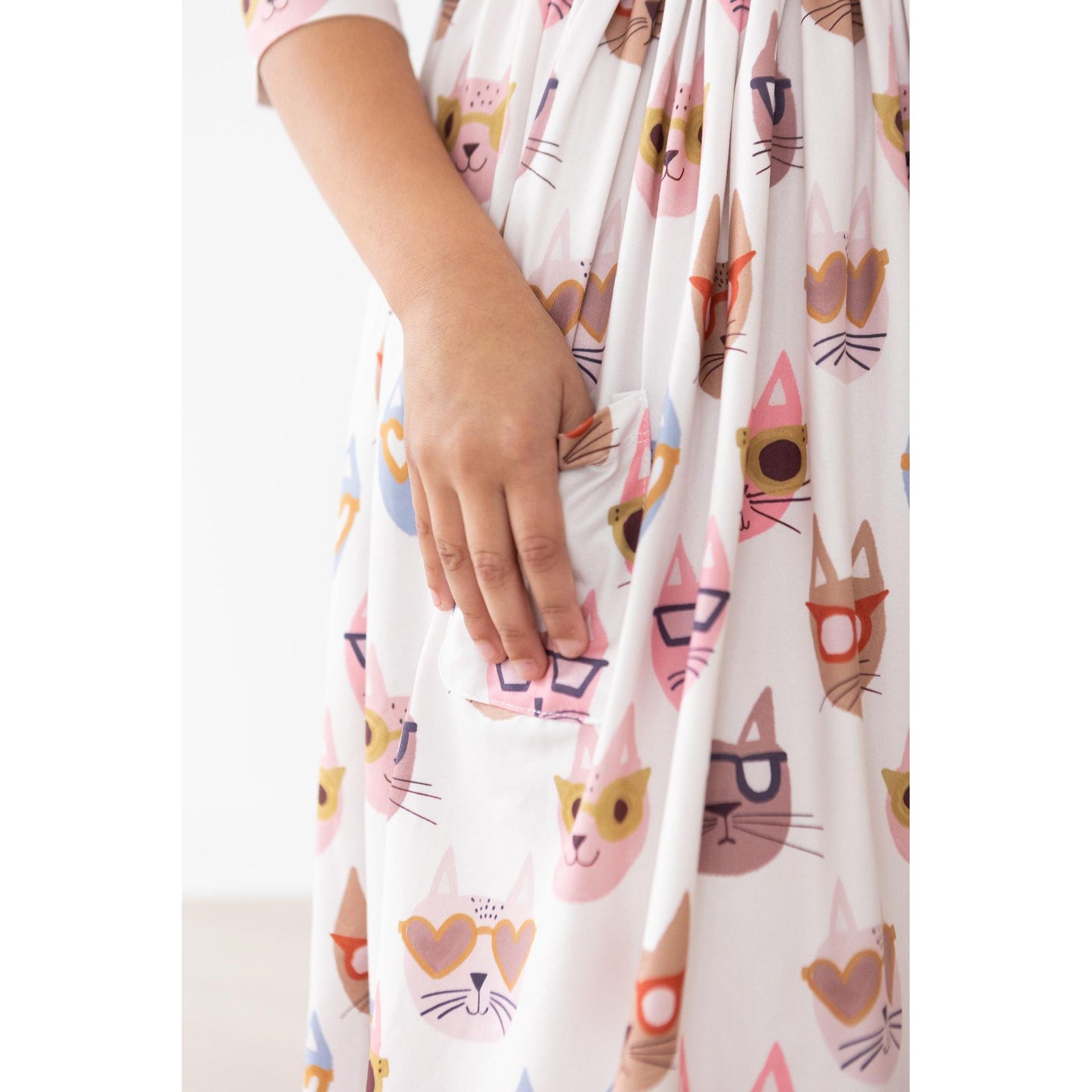 Cattitude 3/4 Sleeve Pocket Twirl Dress