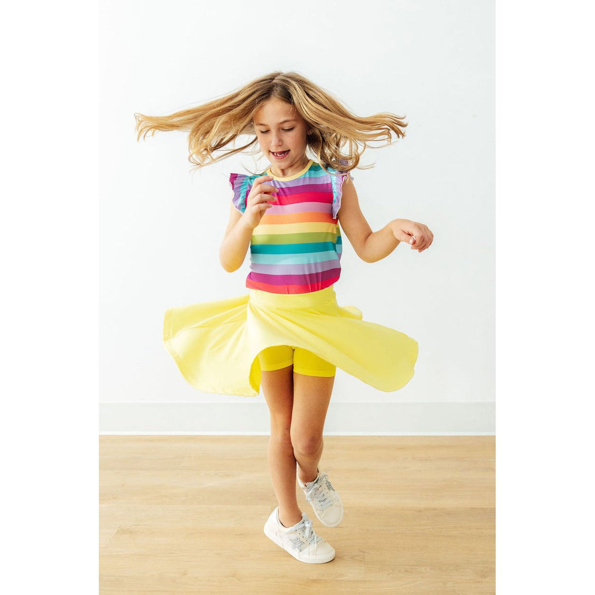 Cheerful Stripes S/S Ruffle Tee