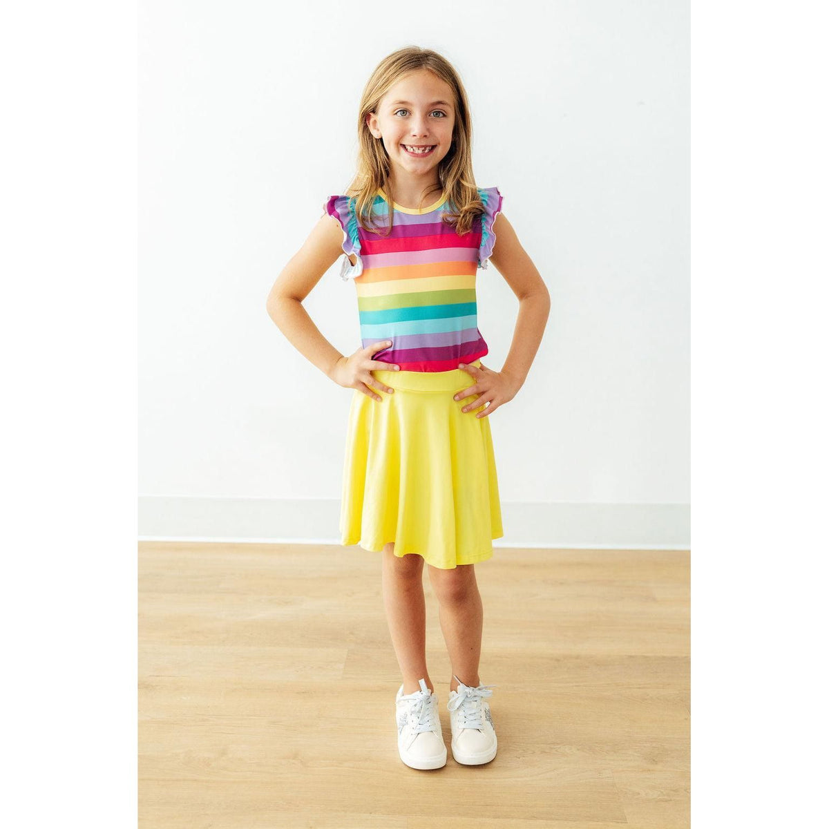 Cheerful Stripes S/S Ruffle Tee