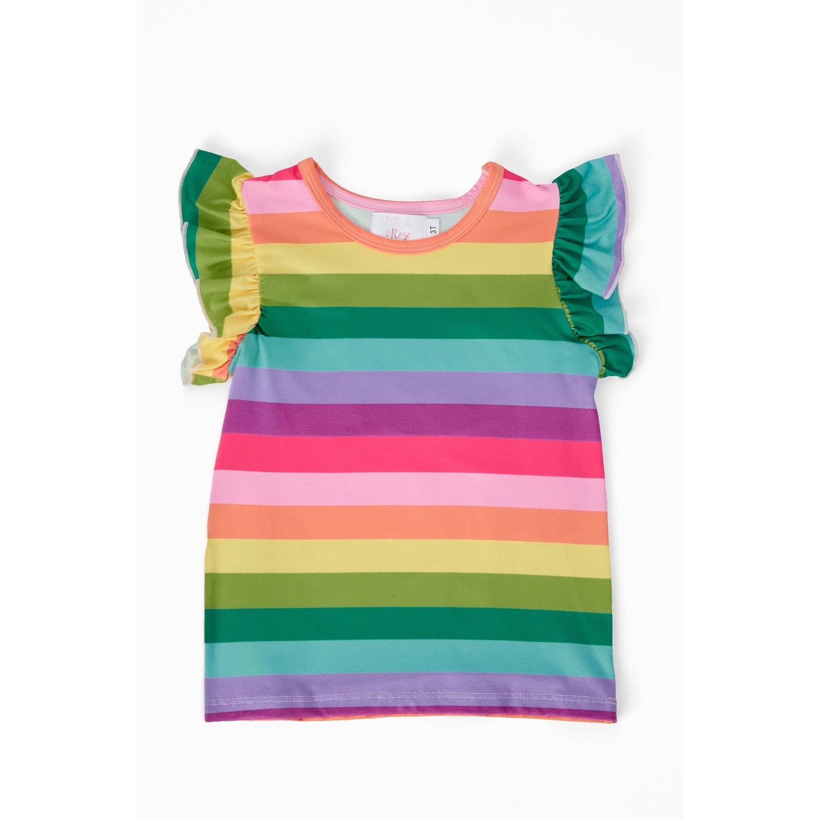Cheerful Stripes S/S Ruffle Tee