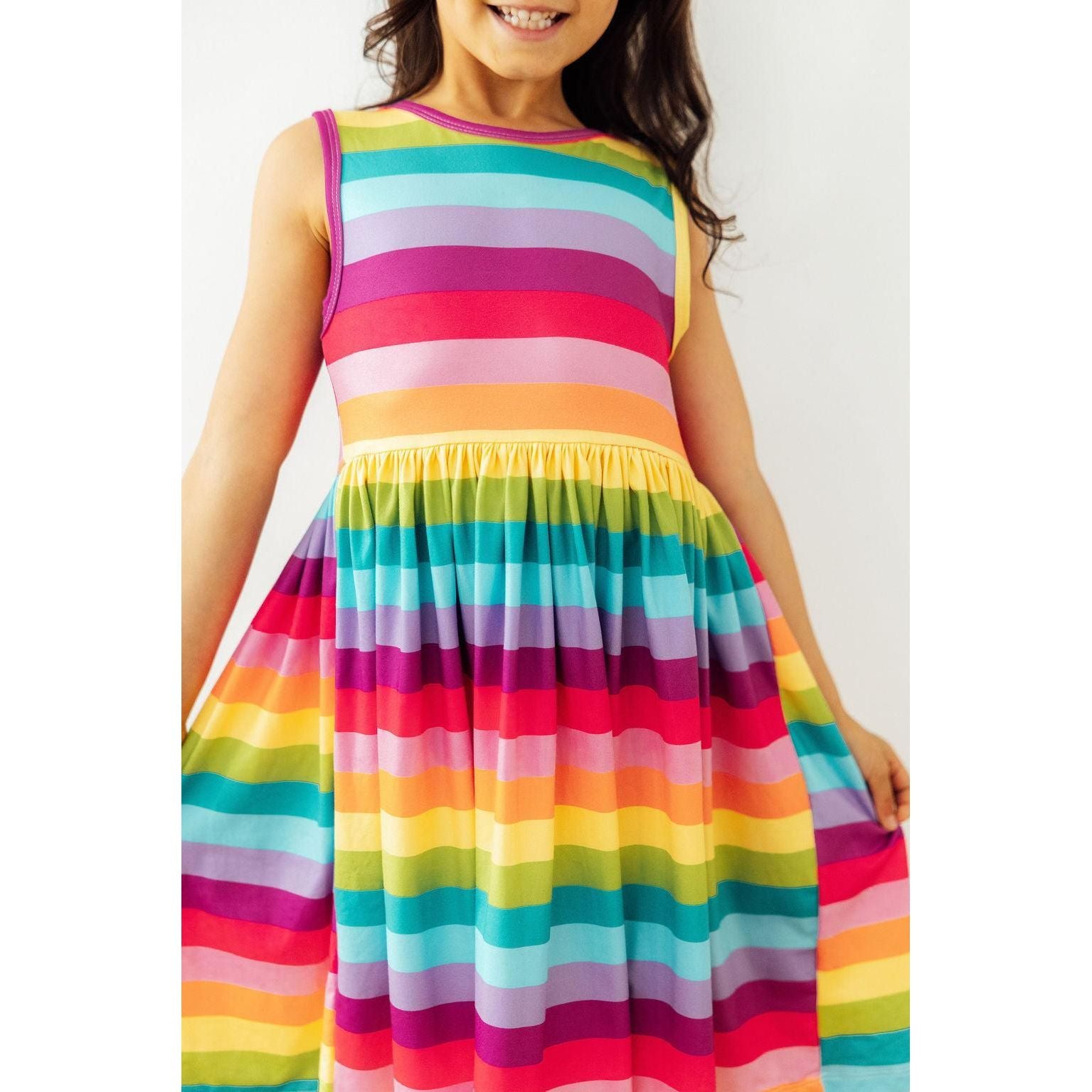 Cheerful Stripes Tank Twirl Dress