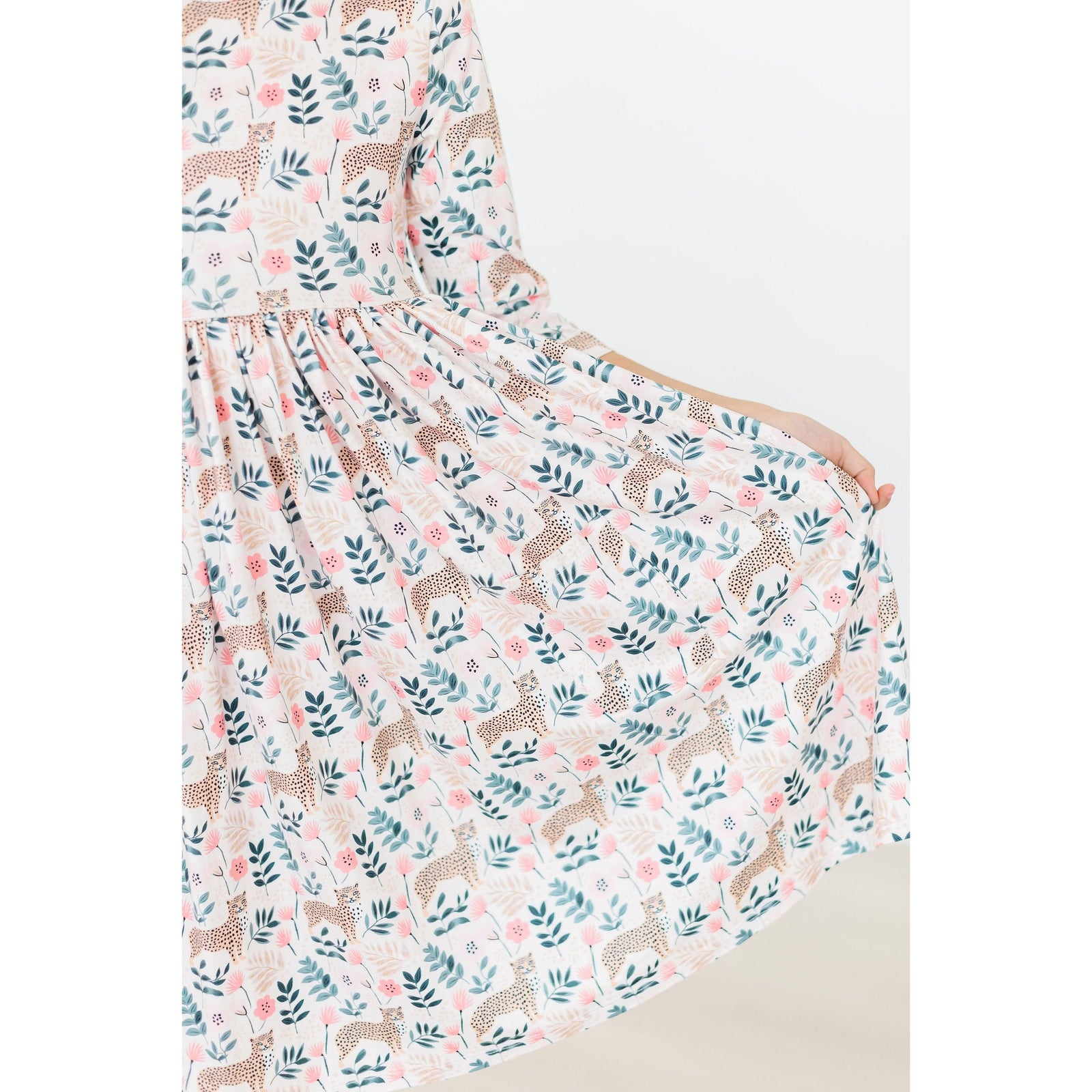 Cheetah Girl 3/4 Sleeve Pocket Twirl Dress