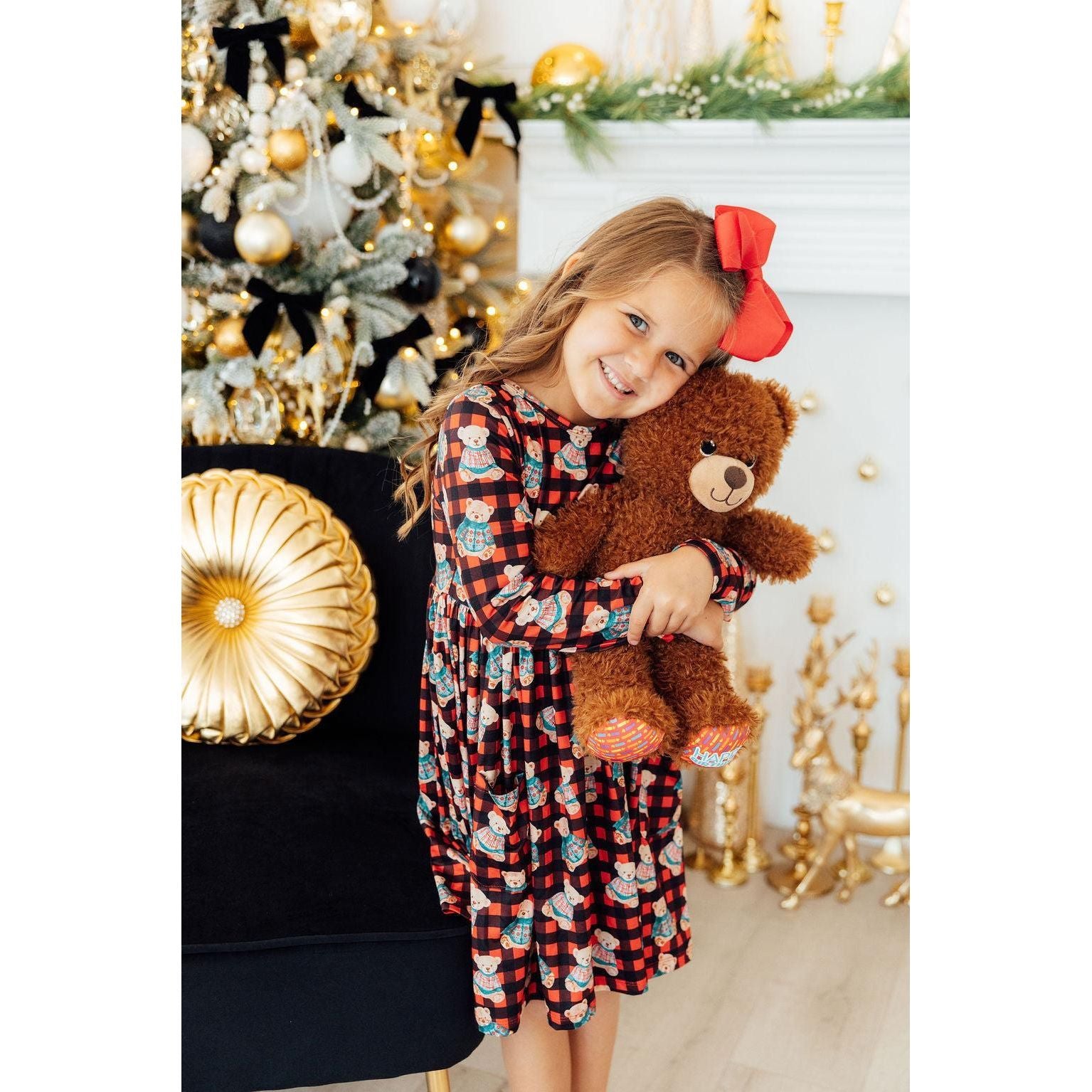 Christmas Bears L/S Pocket Twirl Dress