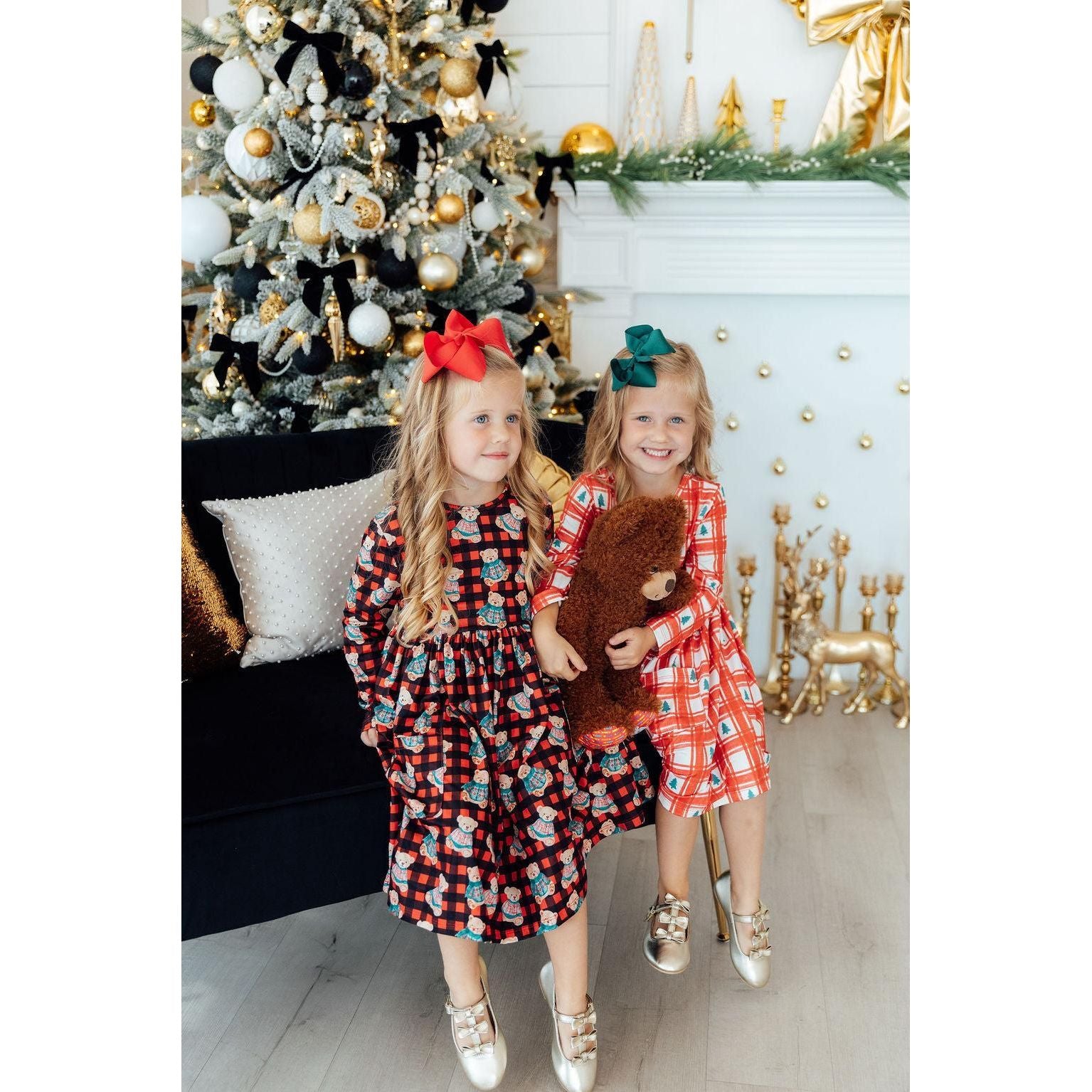Christmas Bears L/S Pocket Twirl Dress