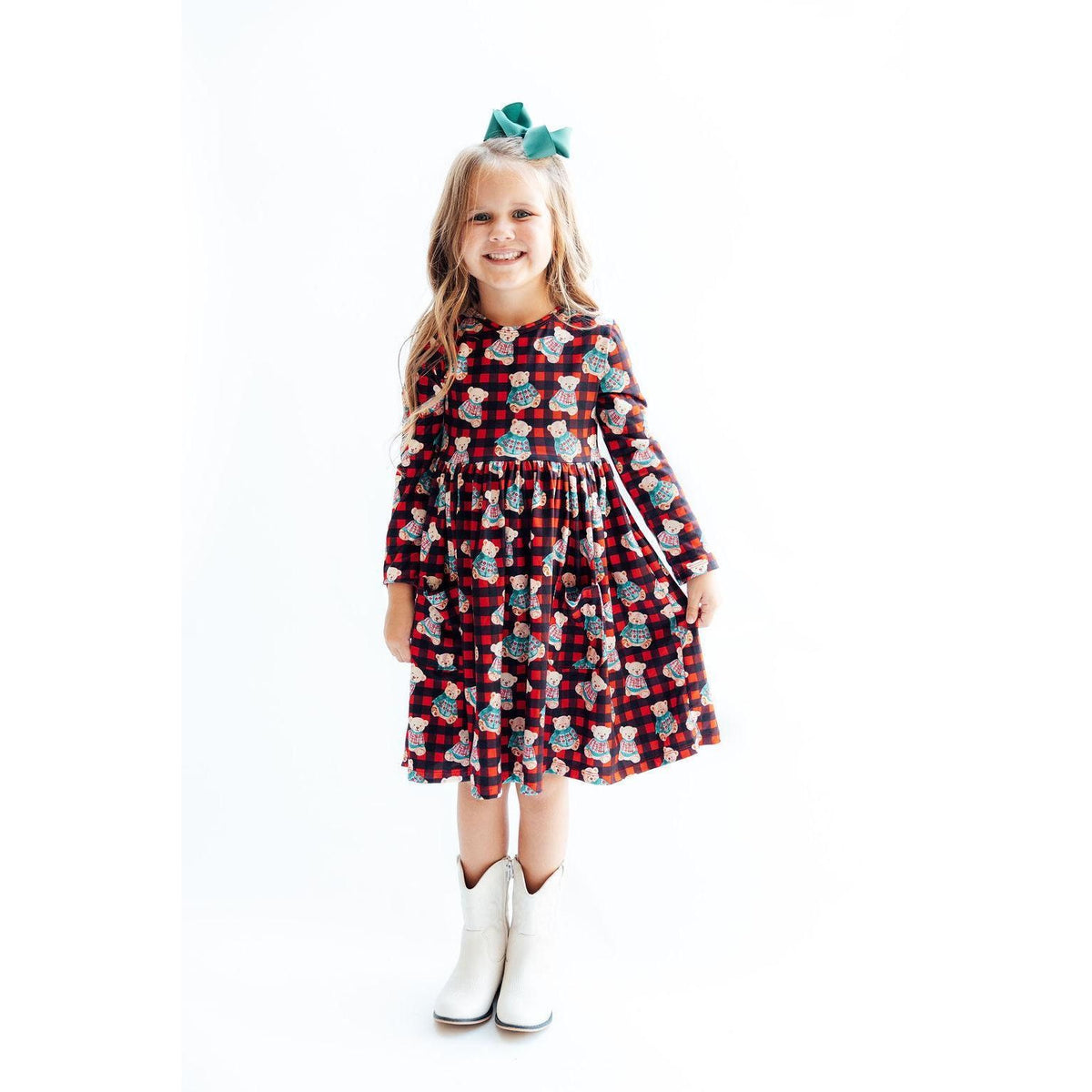 Christmas Bears L/S Pocket Twirl Dress