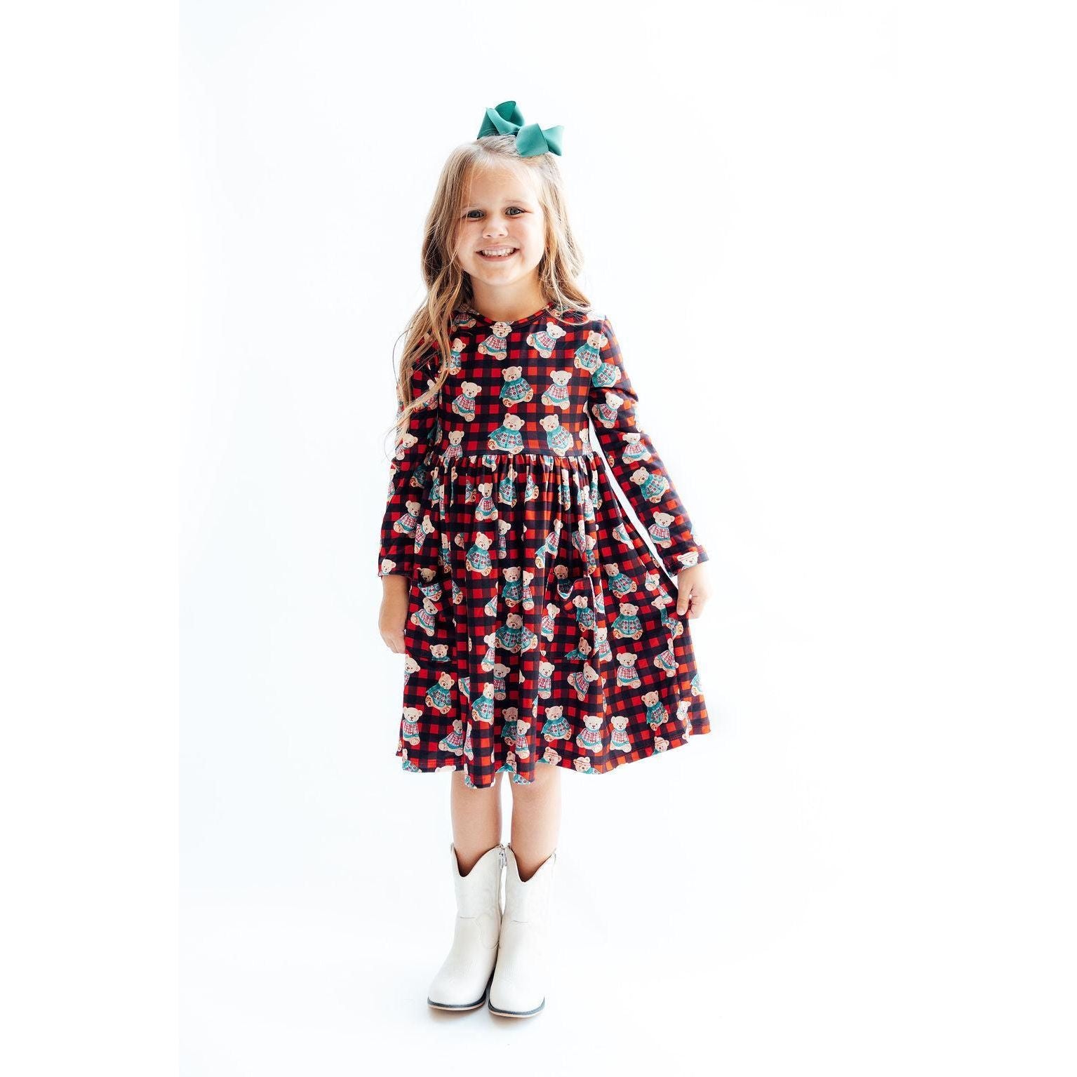 Christmas Bears L/S Pocket Twirl Dress