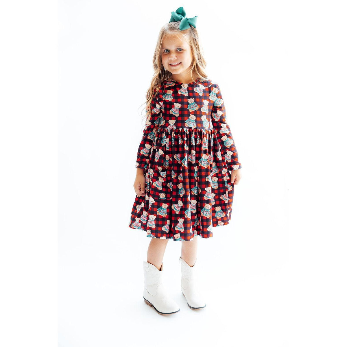 Christmas Bears L/S Pocket Twirl Dress