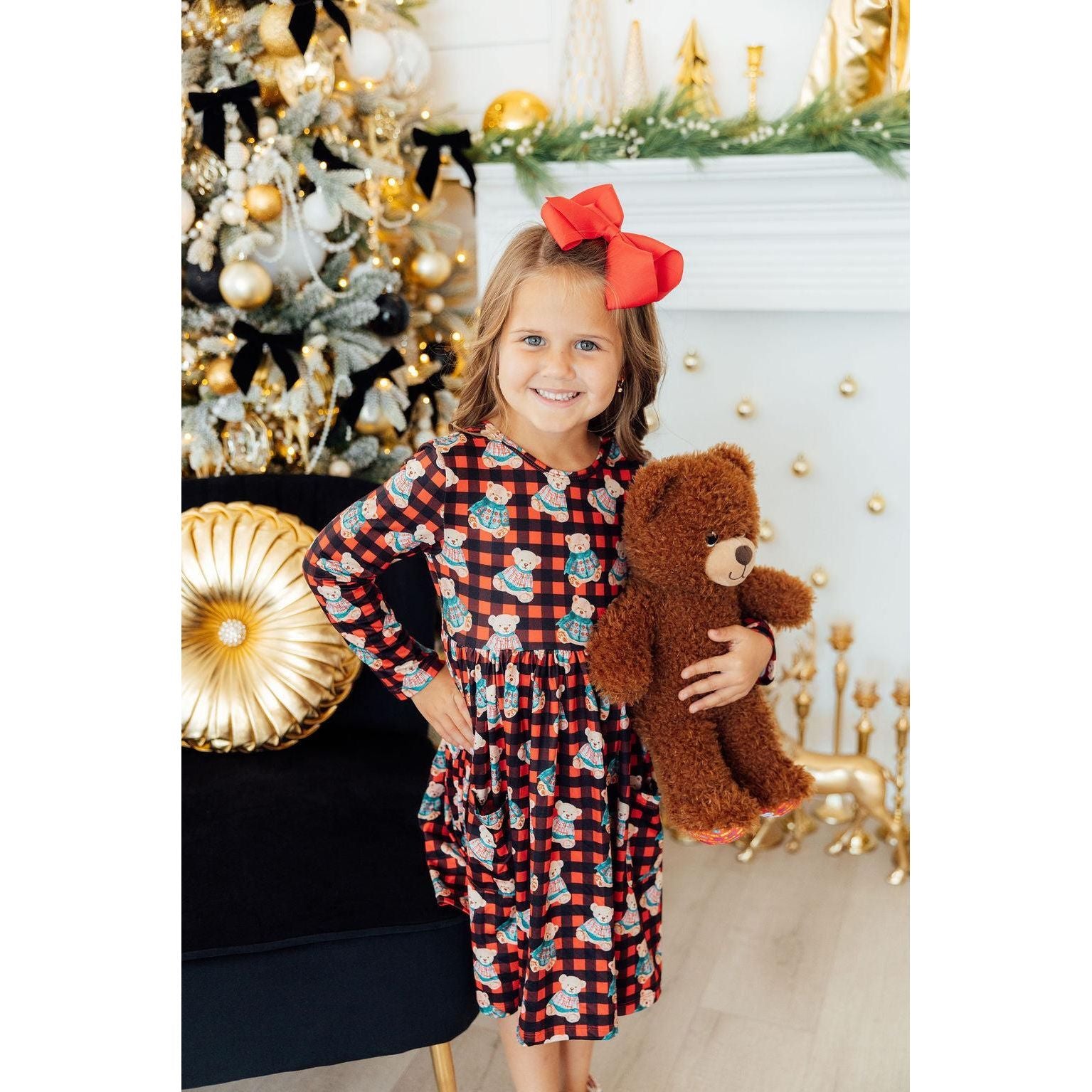 Christmas Bears L/S Pocket Twirl Dress