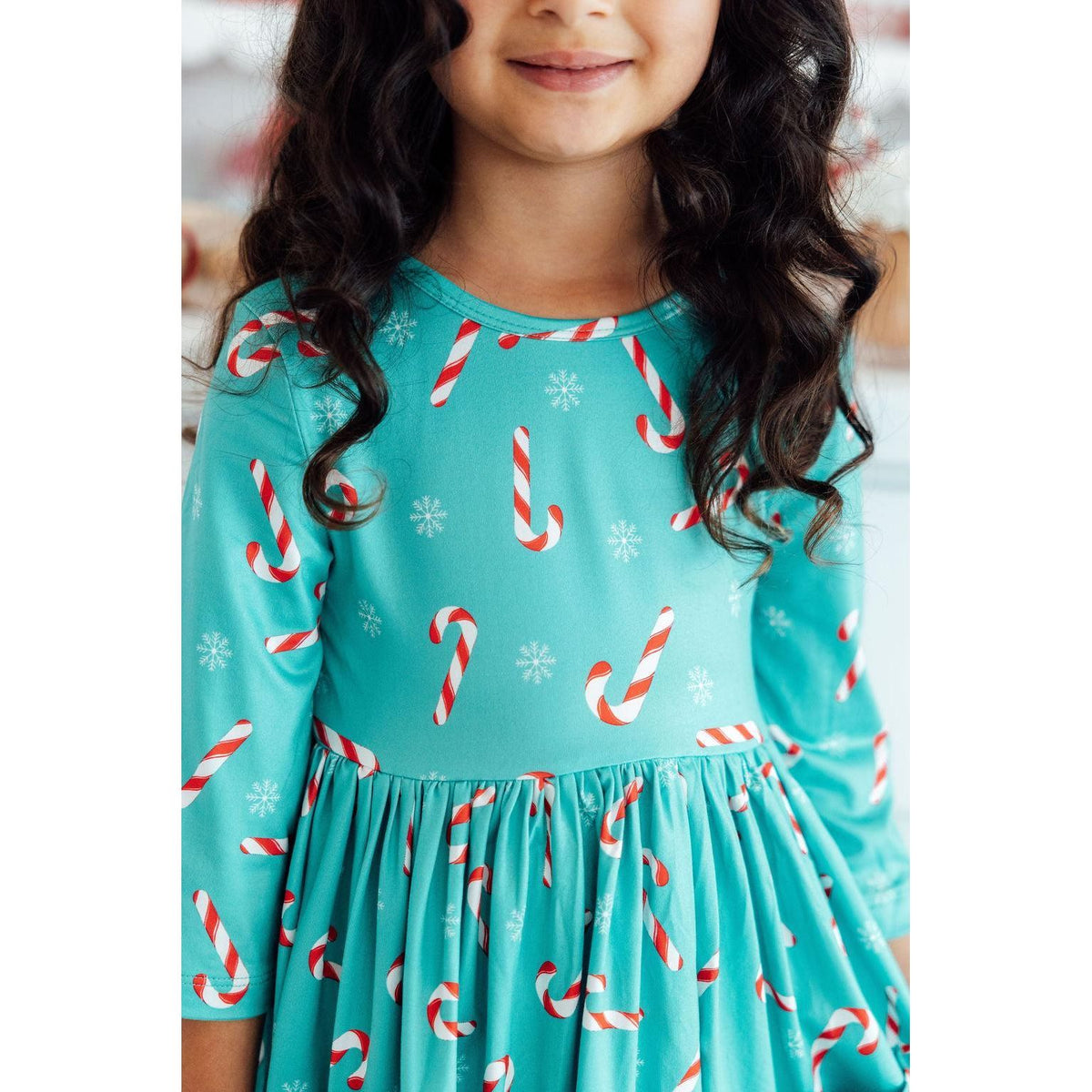 Christmas Candy 3/4 Sleeve Pocket Twirl Dress