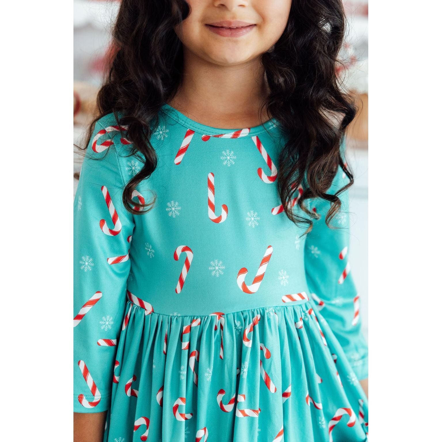 Christmas Candy 3/4 Sleeve Pocket Twirl Dress