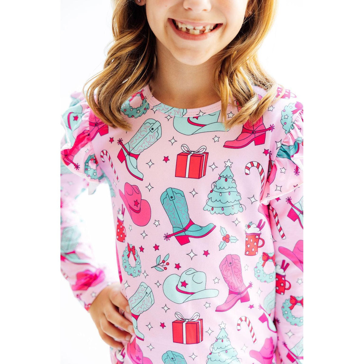 Christmas Cowgirl L/S Ruffle Tee