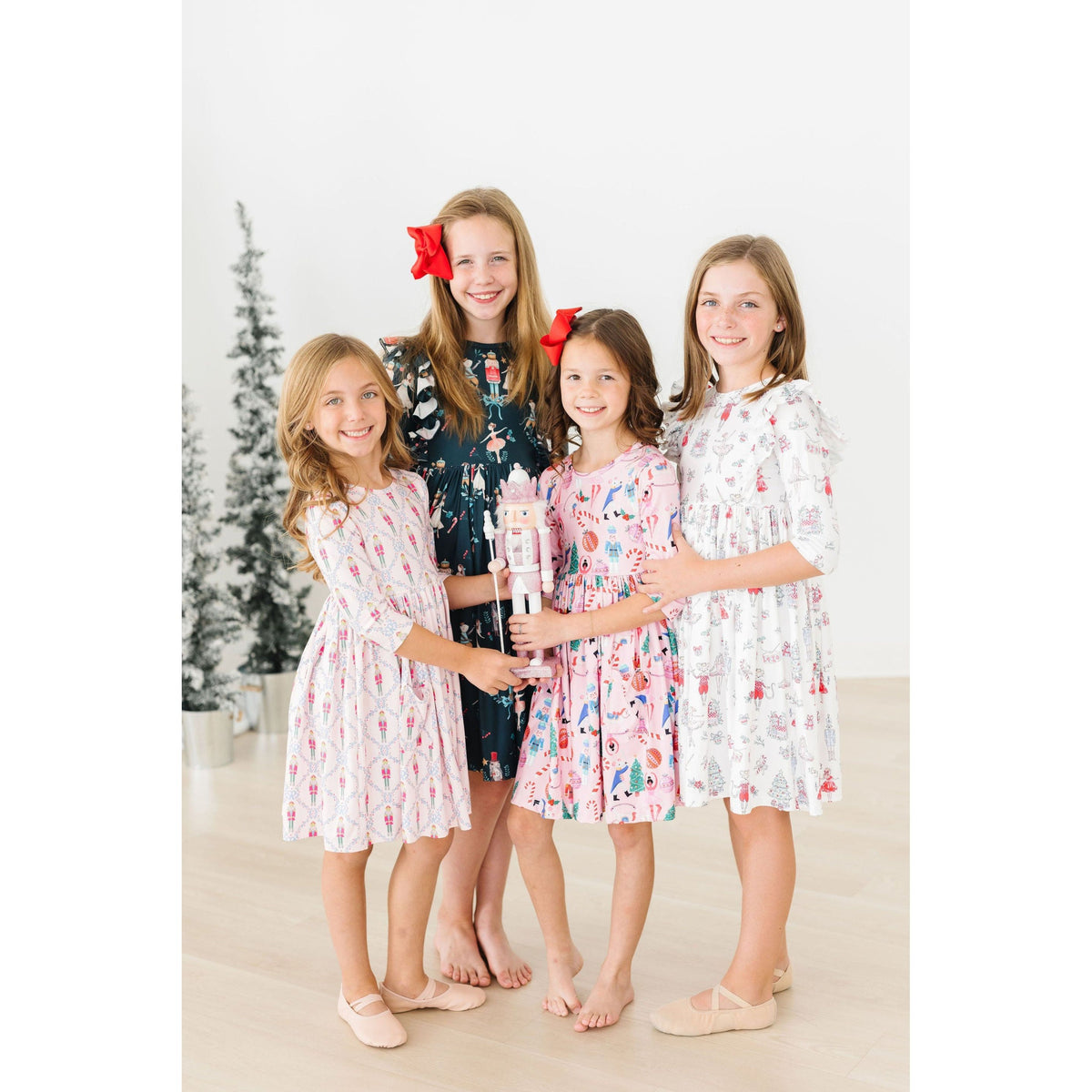 Clara's Christmas 3/4 Sleeve Ruffle Twirl Dress