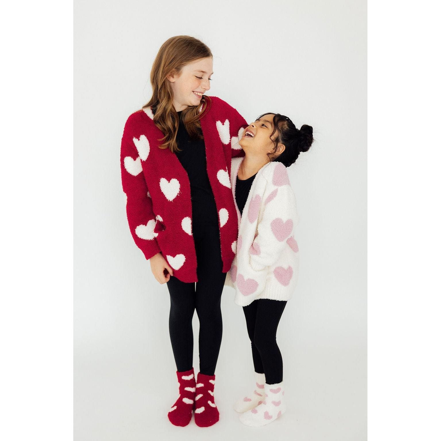 Coconut/Light Pink Heart Cozy Socks
