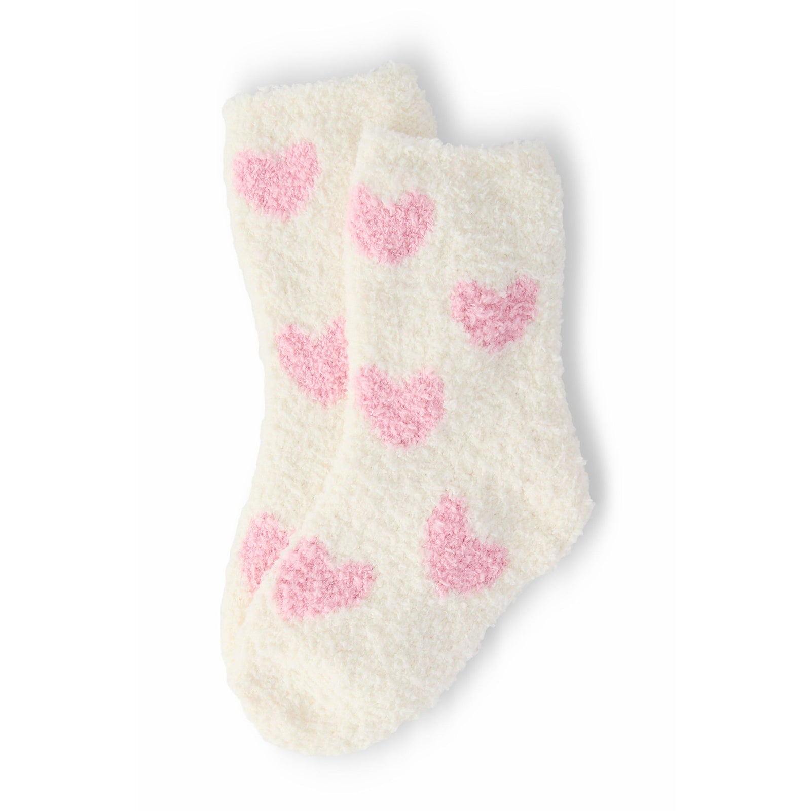 Coconut/Light Pink Heart Cozy Socks
