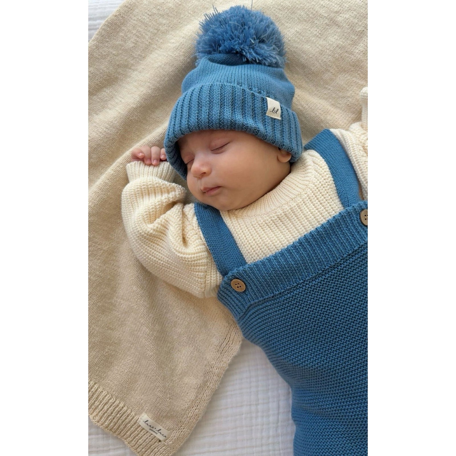 Luna + Luca Pom Beanie - Denim Blue