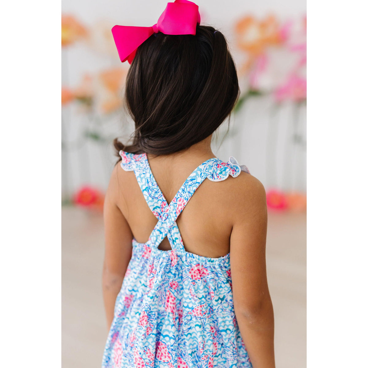 Crab Walk Ruffle Cross Back Dress