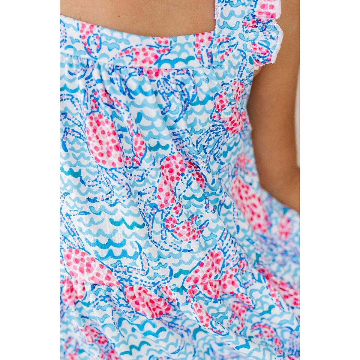 Crab Walk Ruffle Cross Back Dress