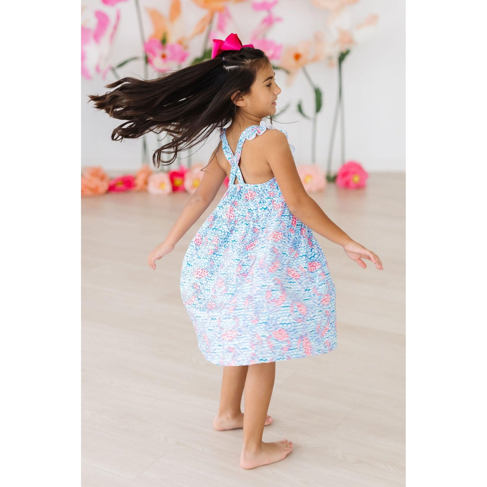 Crab Walk Ruffle Cross Back Dress