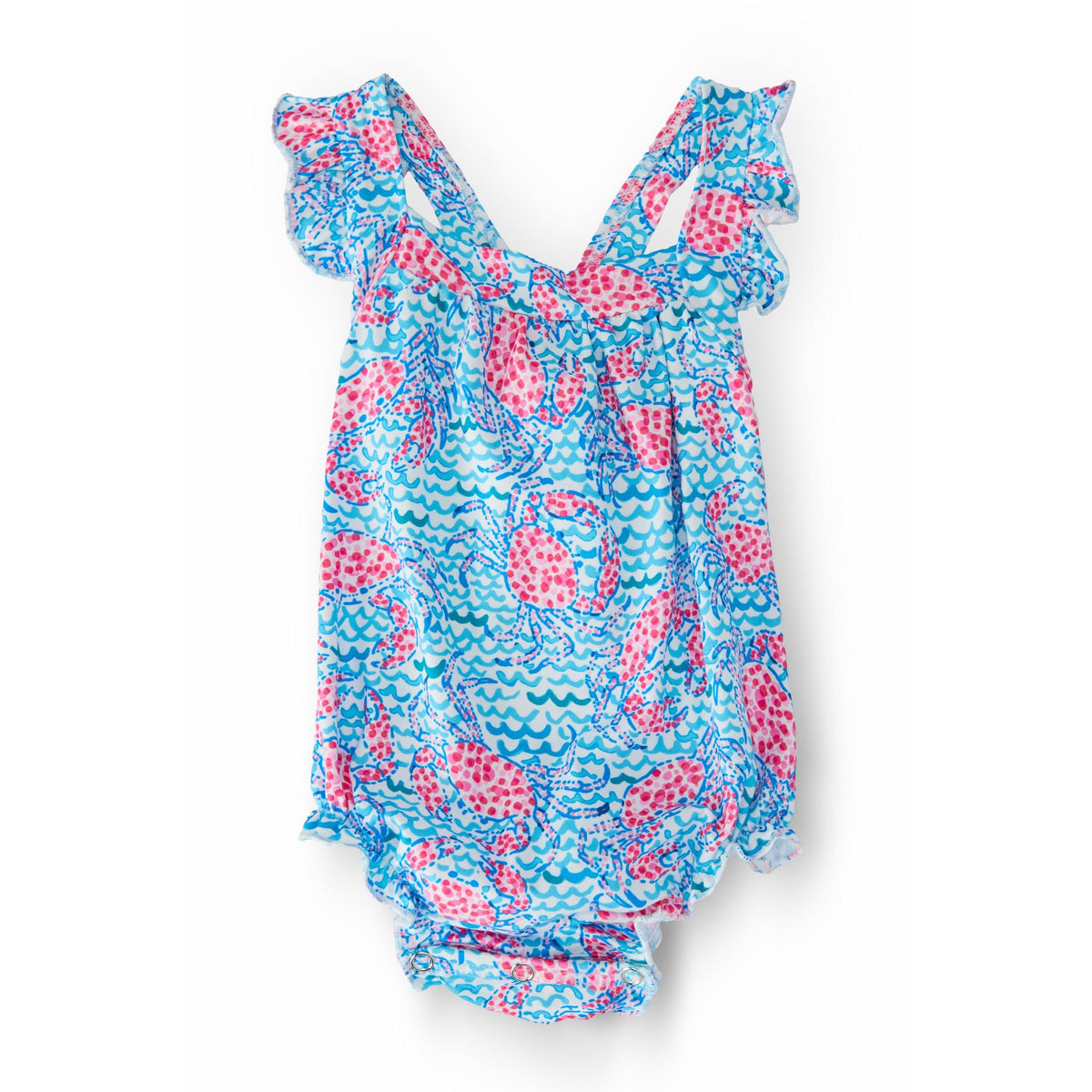 Crab Walk Ruffle Cross Back Romper