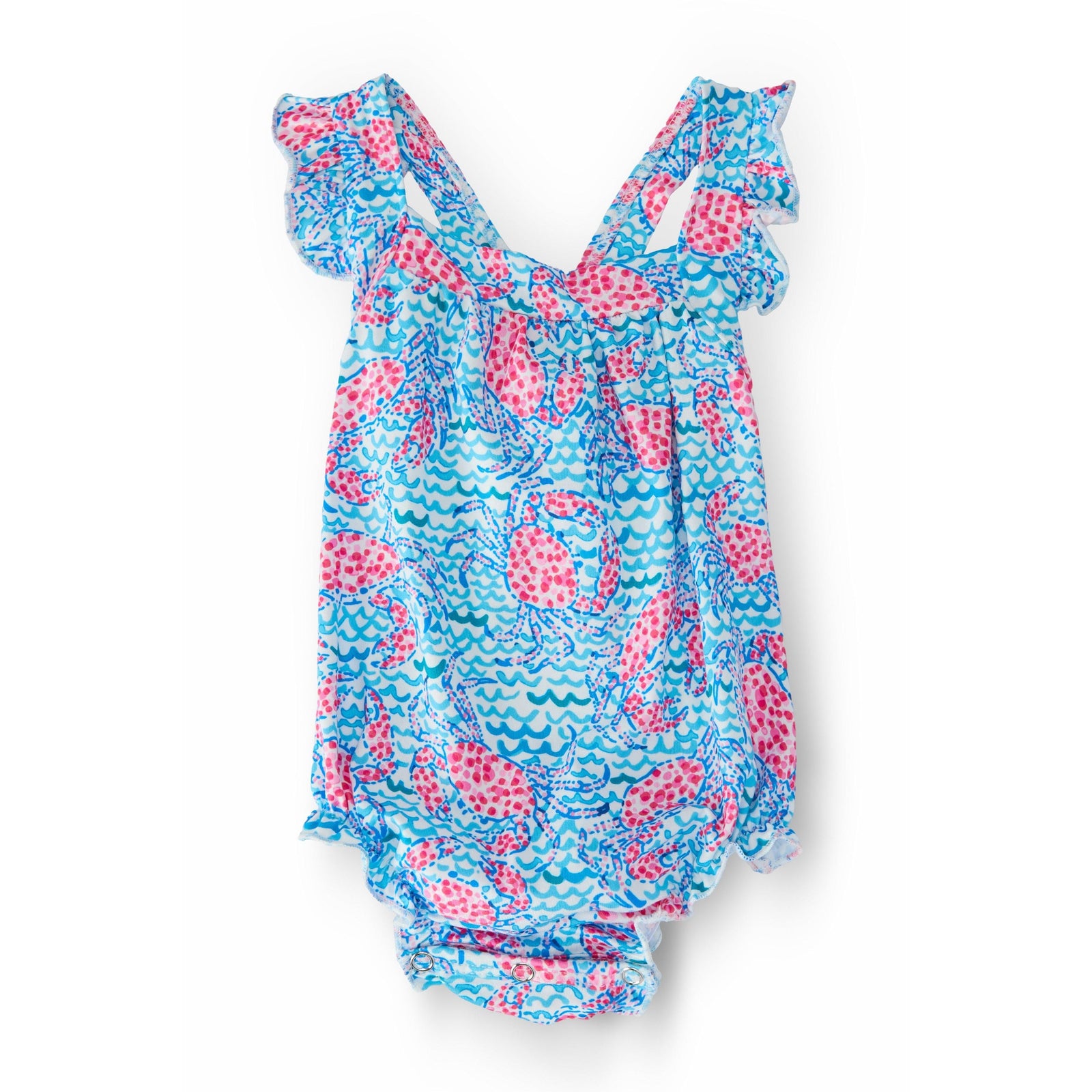 Crab Walk Ruffle Cross Back Romper