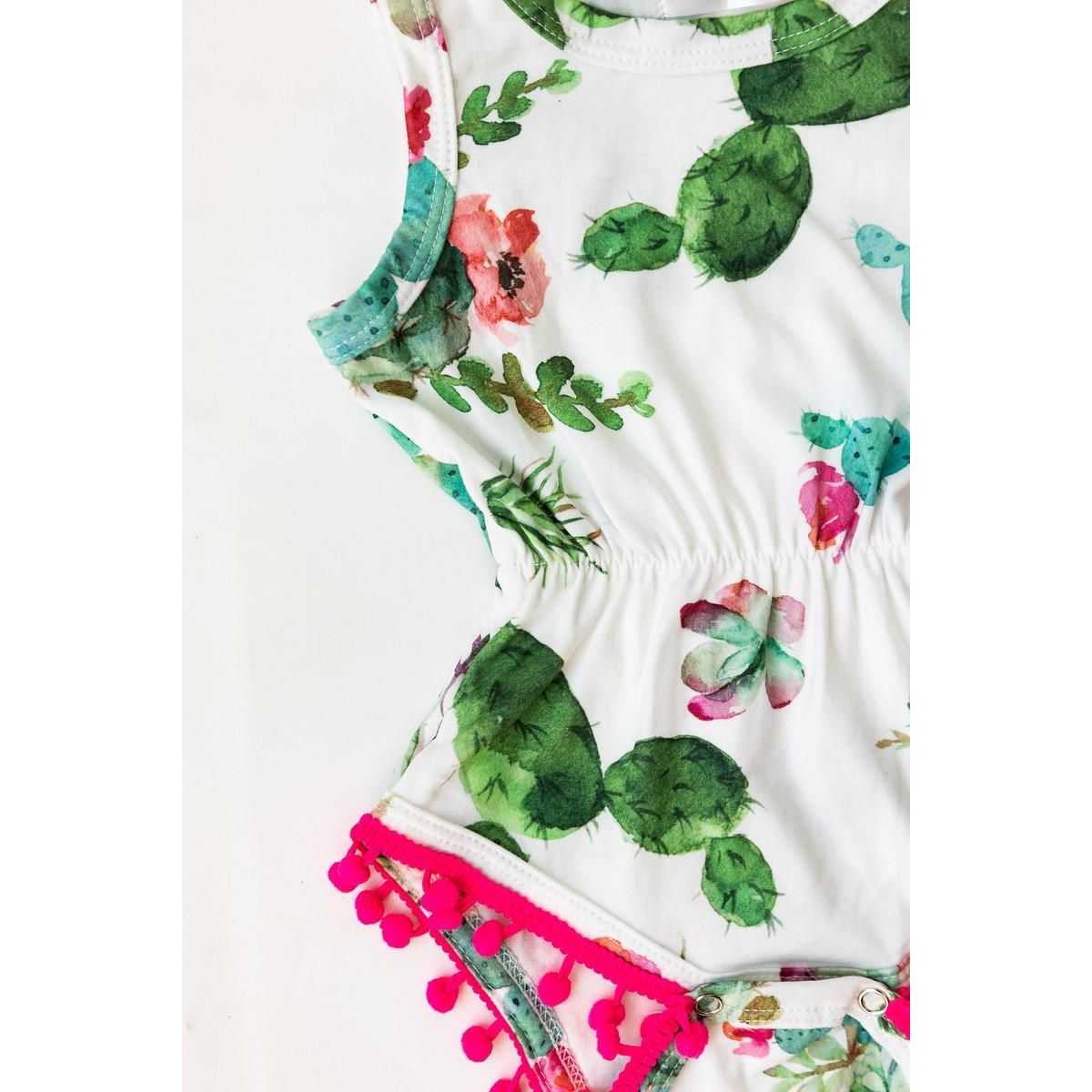 Cute Cactus Pom Pom Romper