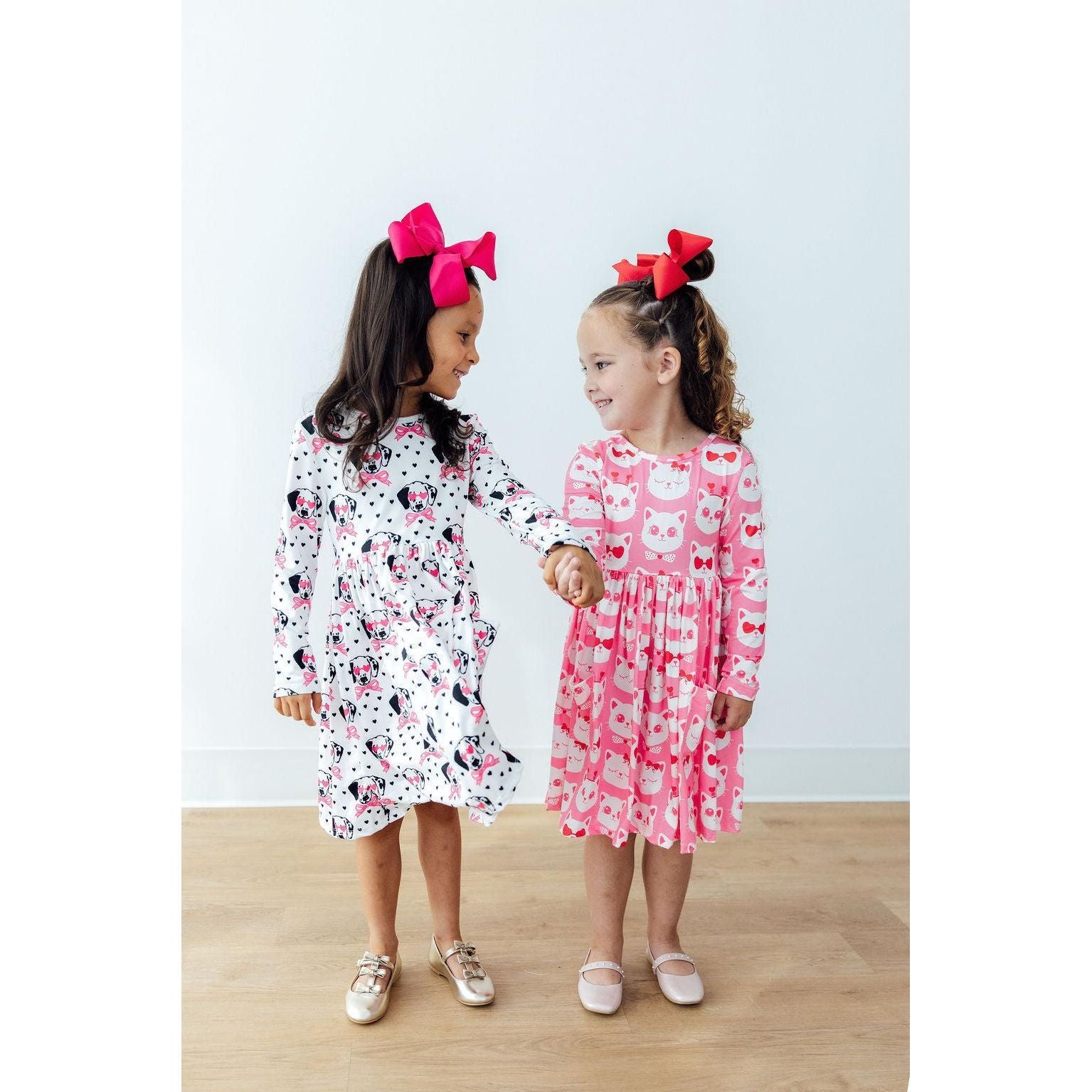 Cutie Cat L/S Pocket Twirl Dress