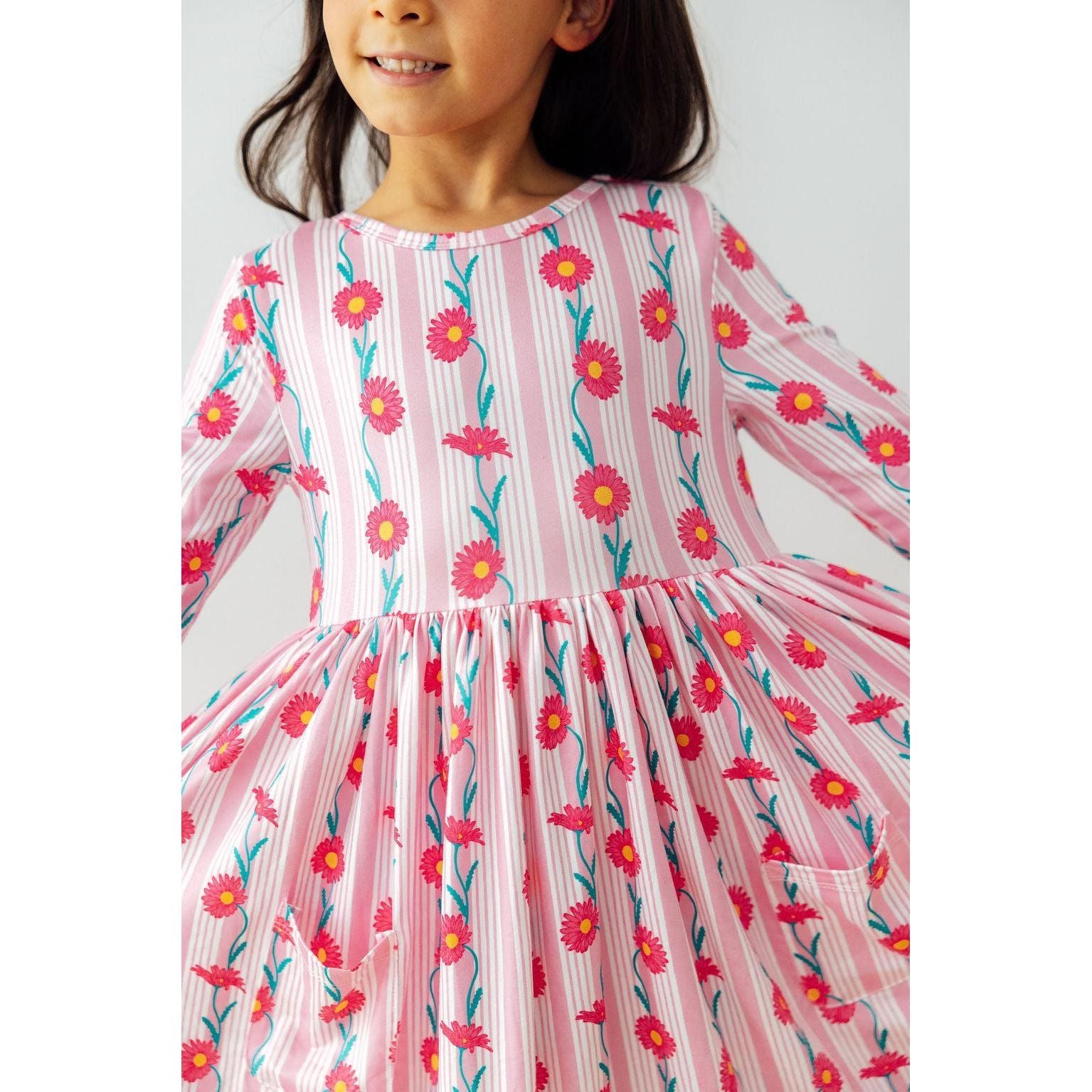 Daisy Chain 3/4 Sleeve Pocket Twirl Dress