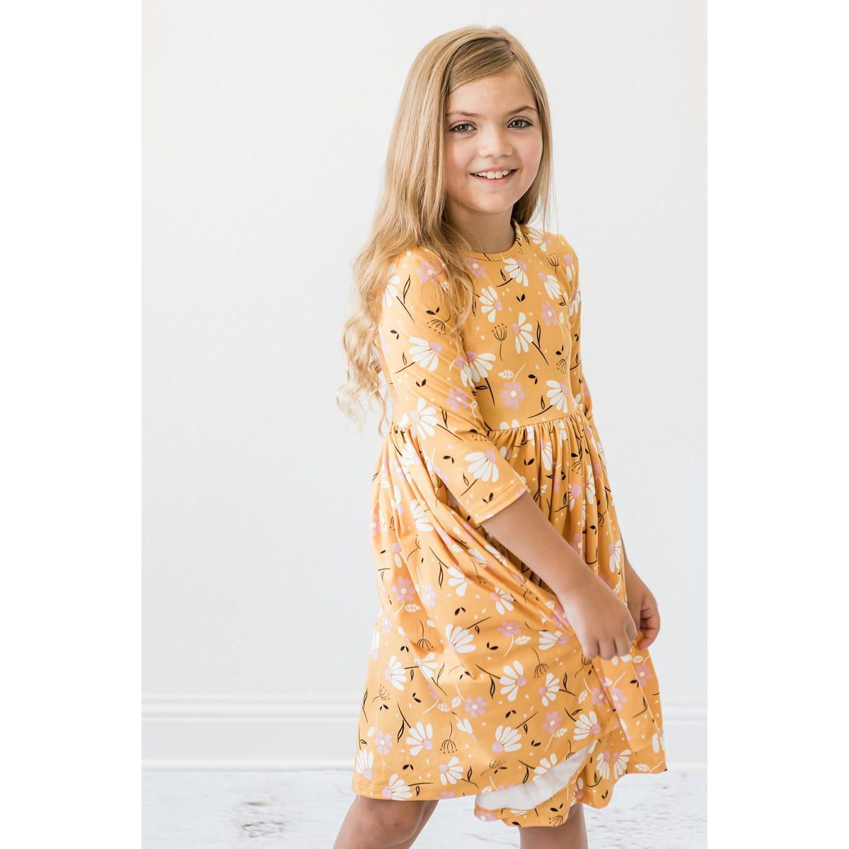 Dandelions in Fall 3/4 Sleeve Pocket Twirl Dress
