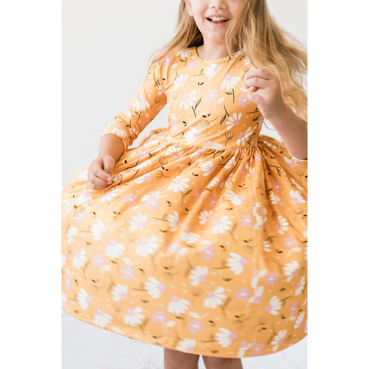 Dandelions in Fall 3/4 Sleeve Pocket Twirl Dress