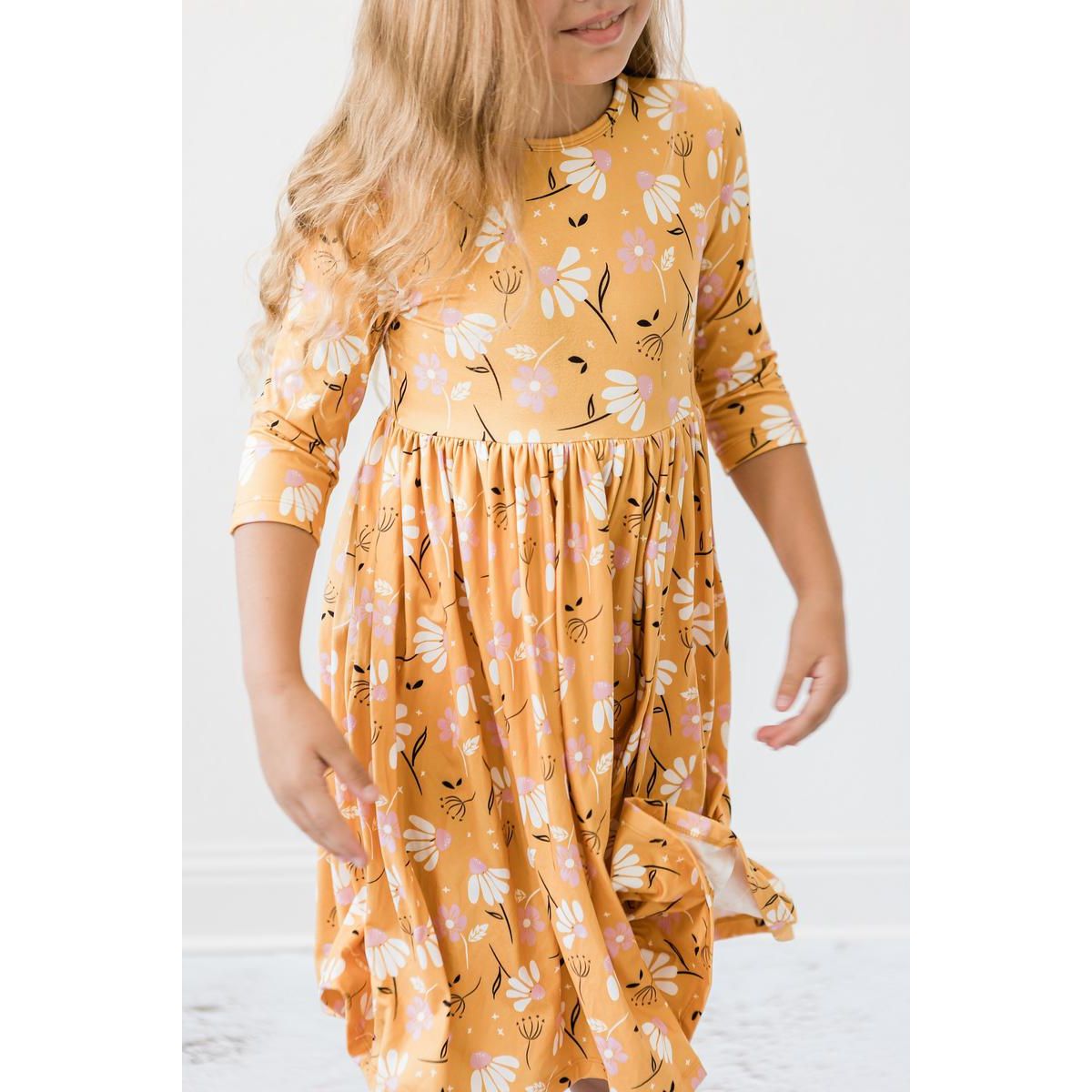 Dandelions in Fall 3/4 Sleeve Pocket Twirl Dress