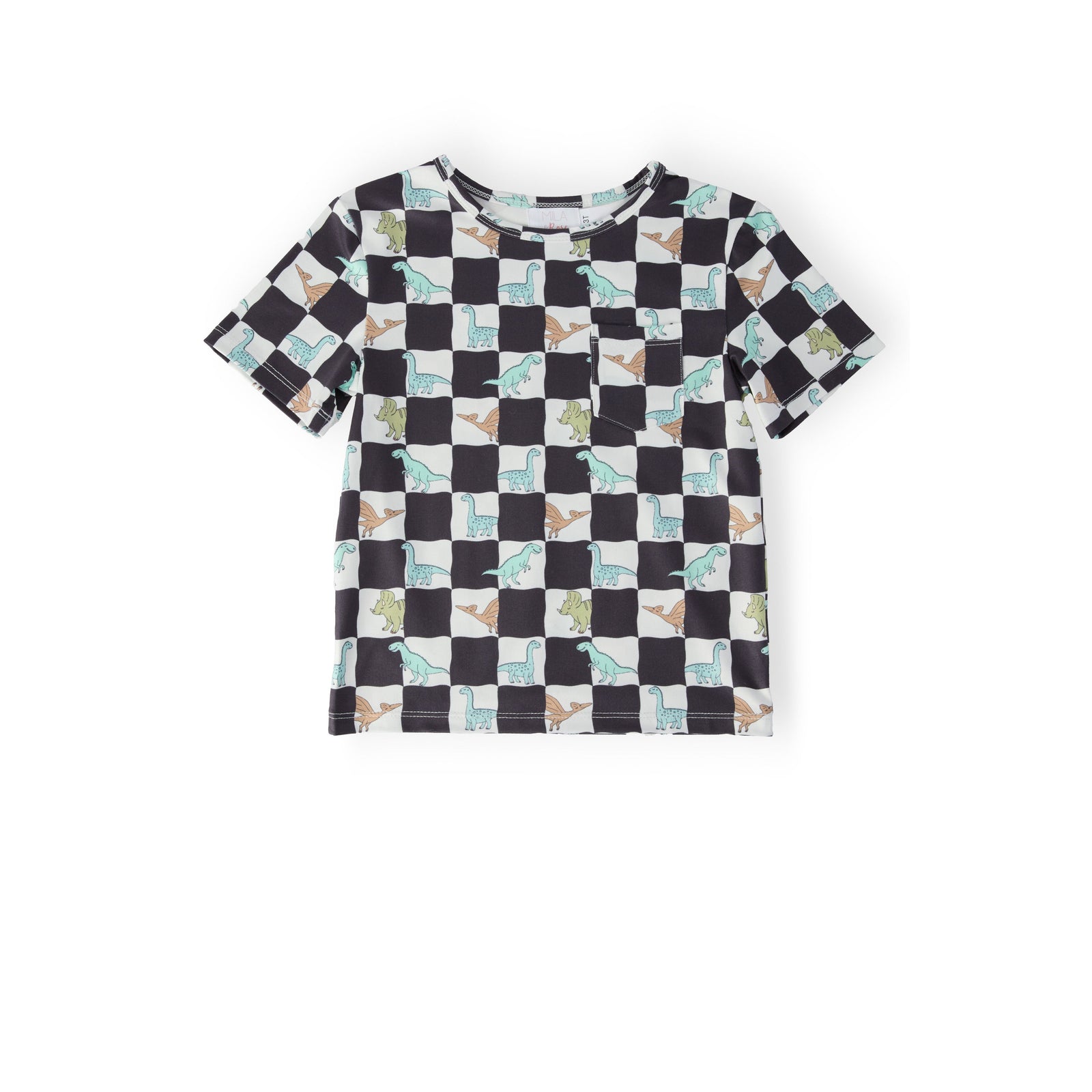 Boys Dino Checkers S/S Pocket Tee