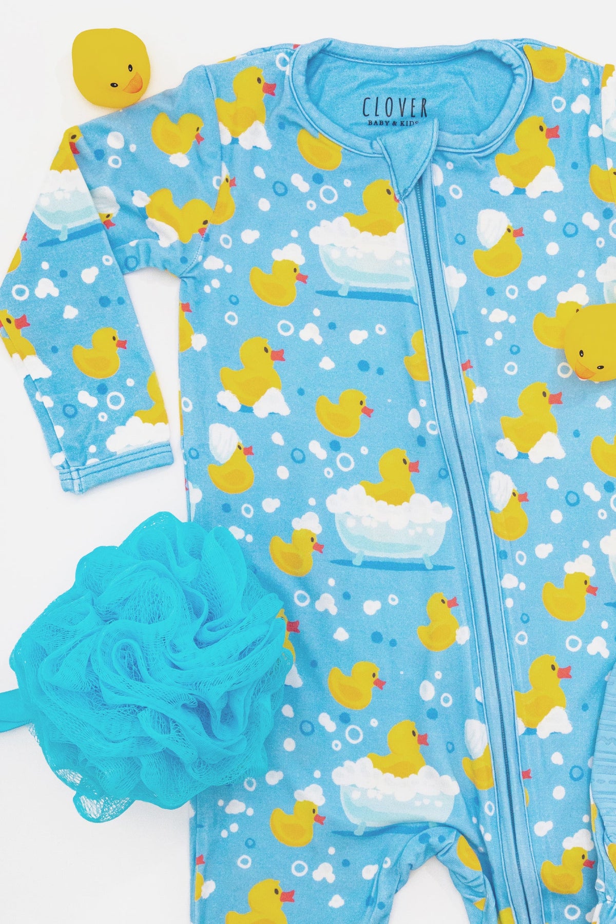 Soft & Stretchy Zipper Footie - Rubber Duckies